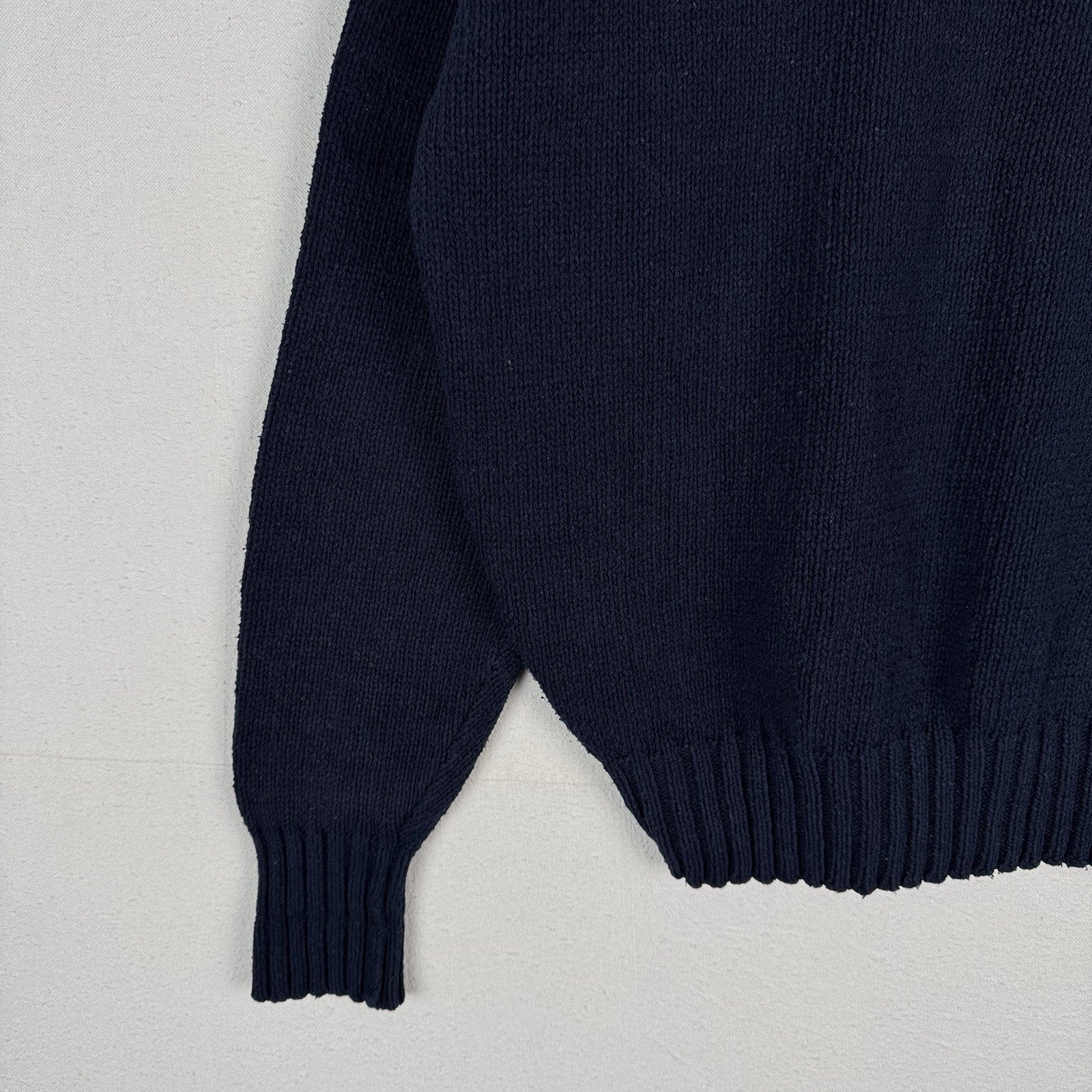 90’s Vintage Polo Ralph Lauren Sweater Men L Navy Blue Knit Pullover Red Logo