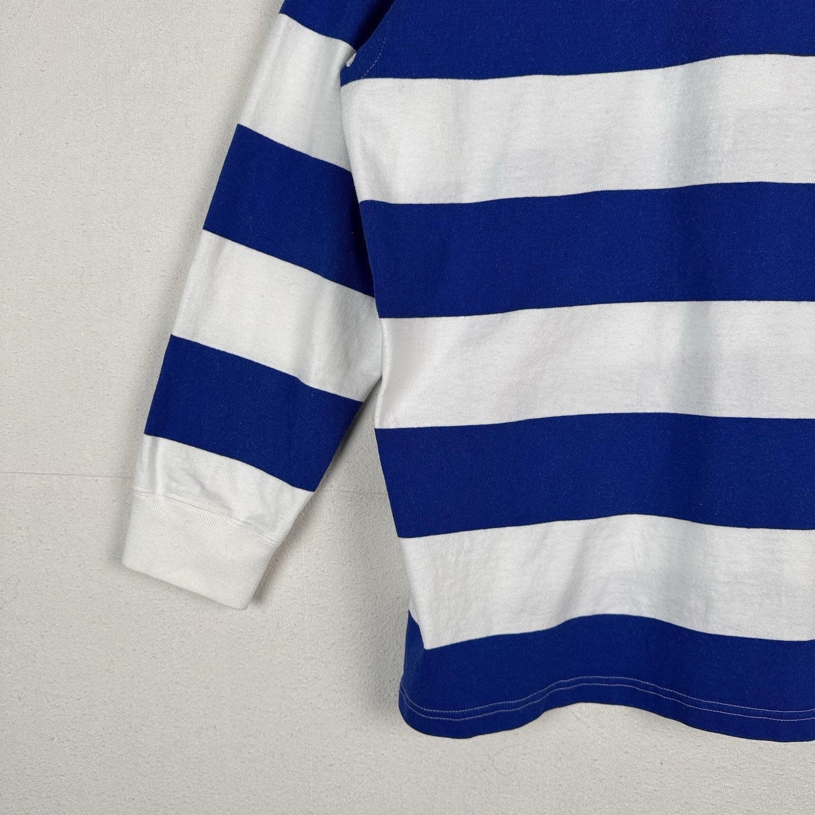 90’s Vintage Polo Ralph Lauren Rugby Shirt Mens Large Blue White Striped *Read