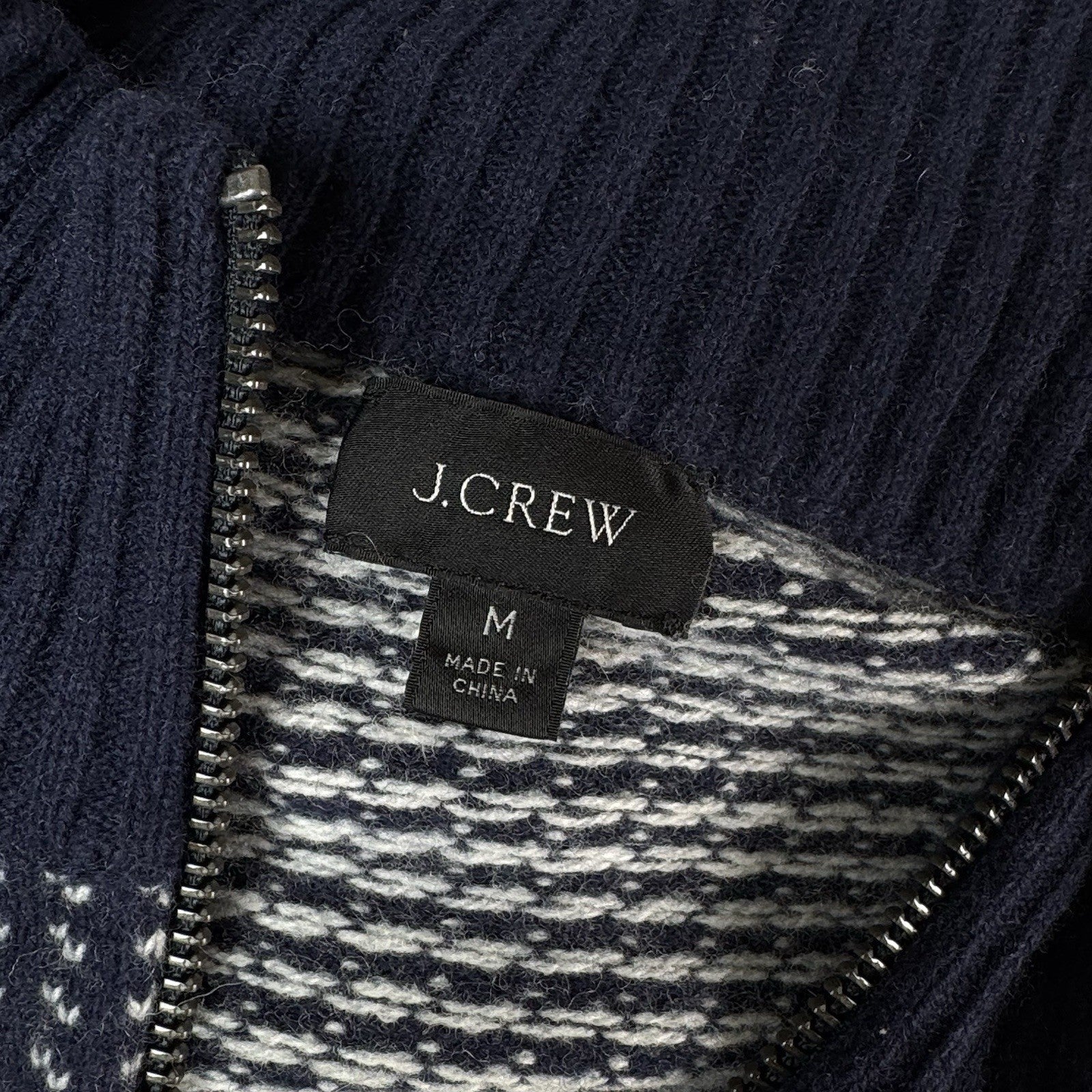 J. Crew Birdseye Quarter-Zip Sweater Merino Wool Navy Blue Men’s Size Medium