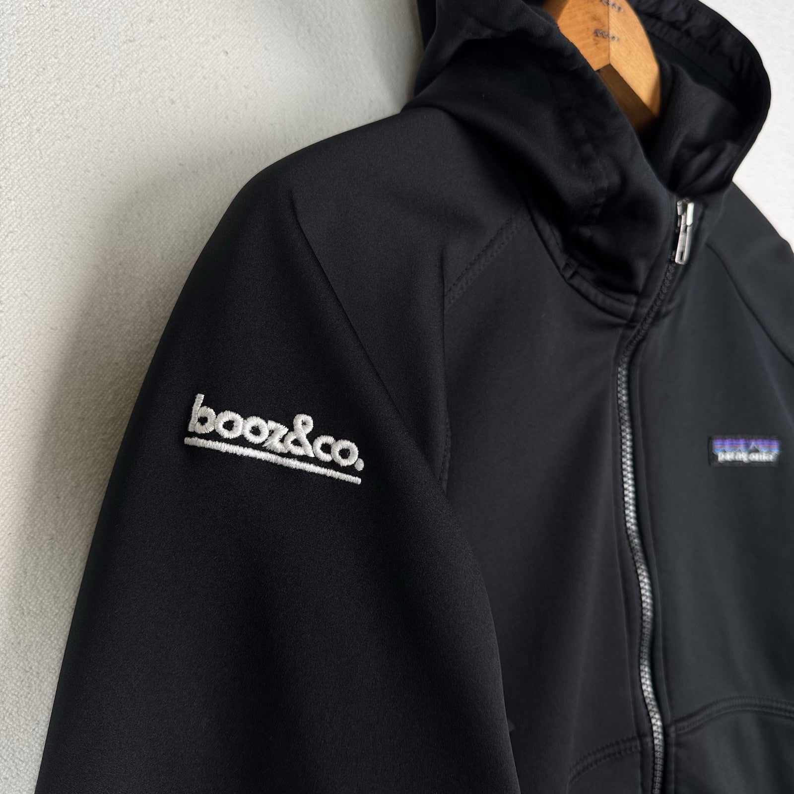 Patagonia Slopestyle Hoodie Black Full Zip Jacket Women's Medium “Booz&Co”