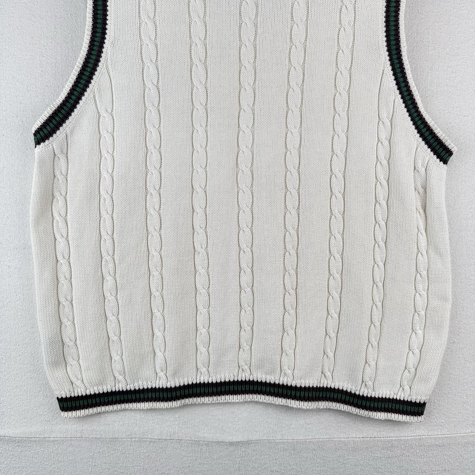 90’s Vtg Chaps by Ralph Lauren Men’s M Cream Cable-knit Cricket Vest Hand Framed