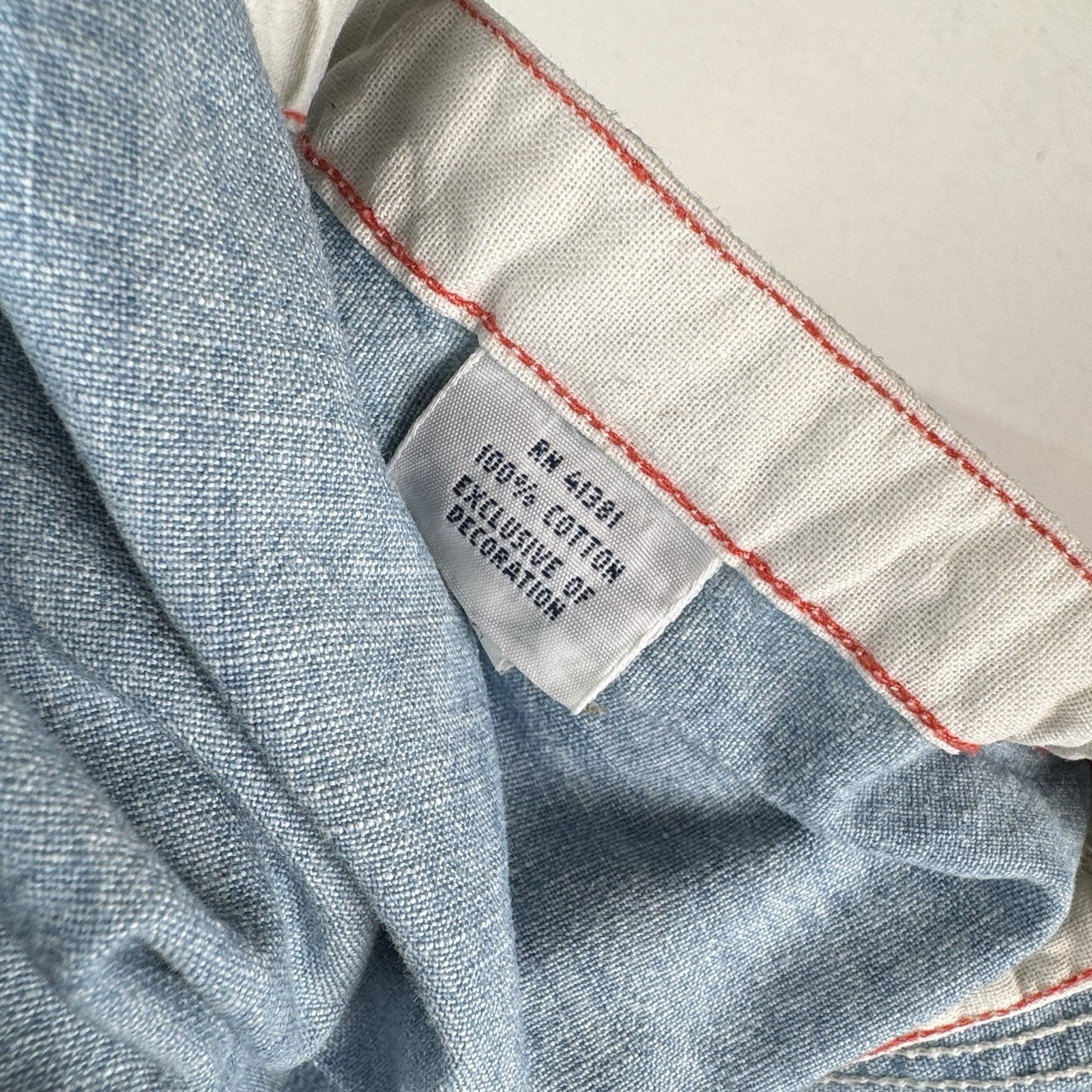 90s Polo Ralph Lauren Men’s Large Chambray Denim Shirt Blue Yacht Club RLYC Flag