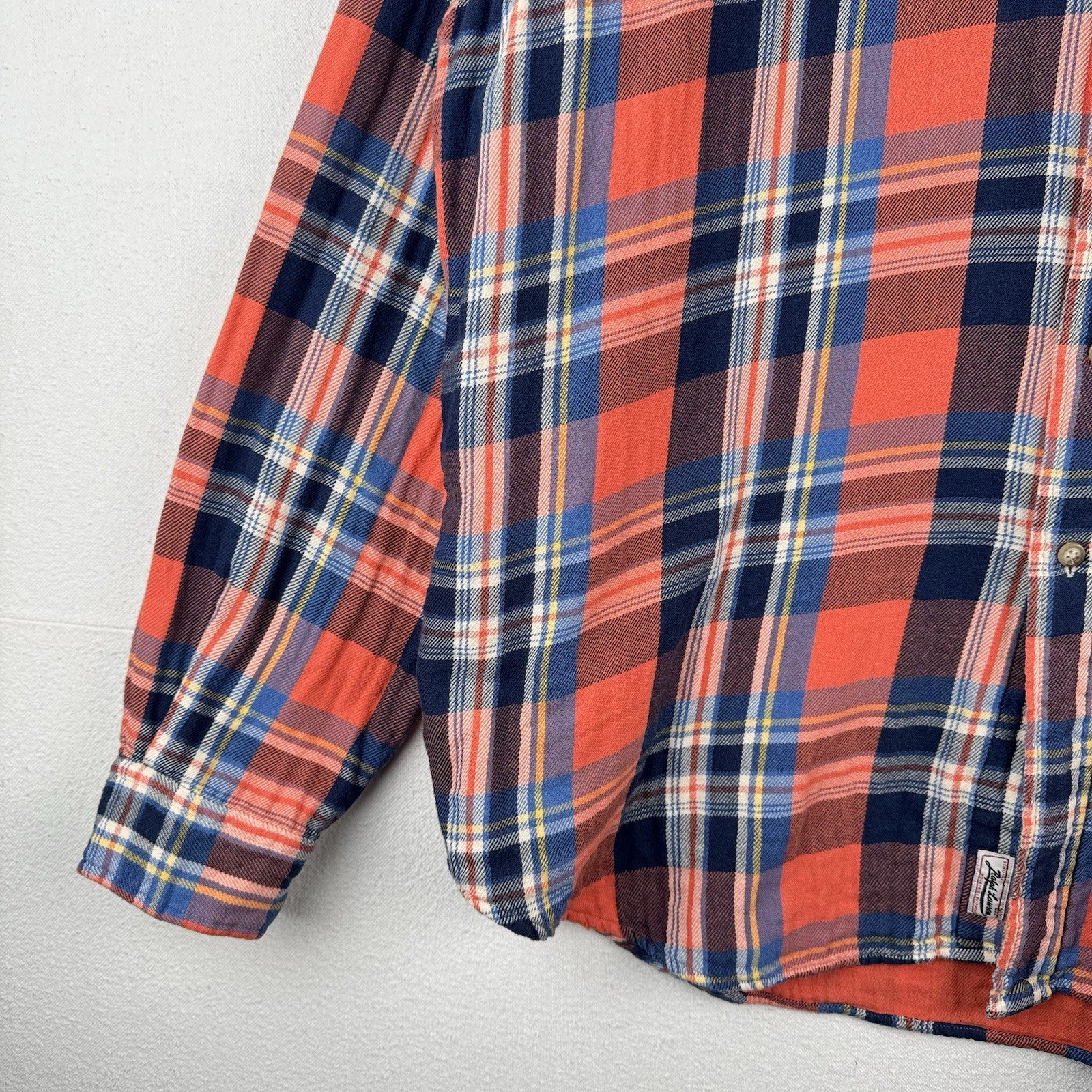 Vtg Polo Ralph Lauren Men's 2XL Plaid Lined Flannel Shirt Orange Double Layer