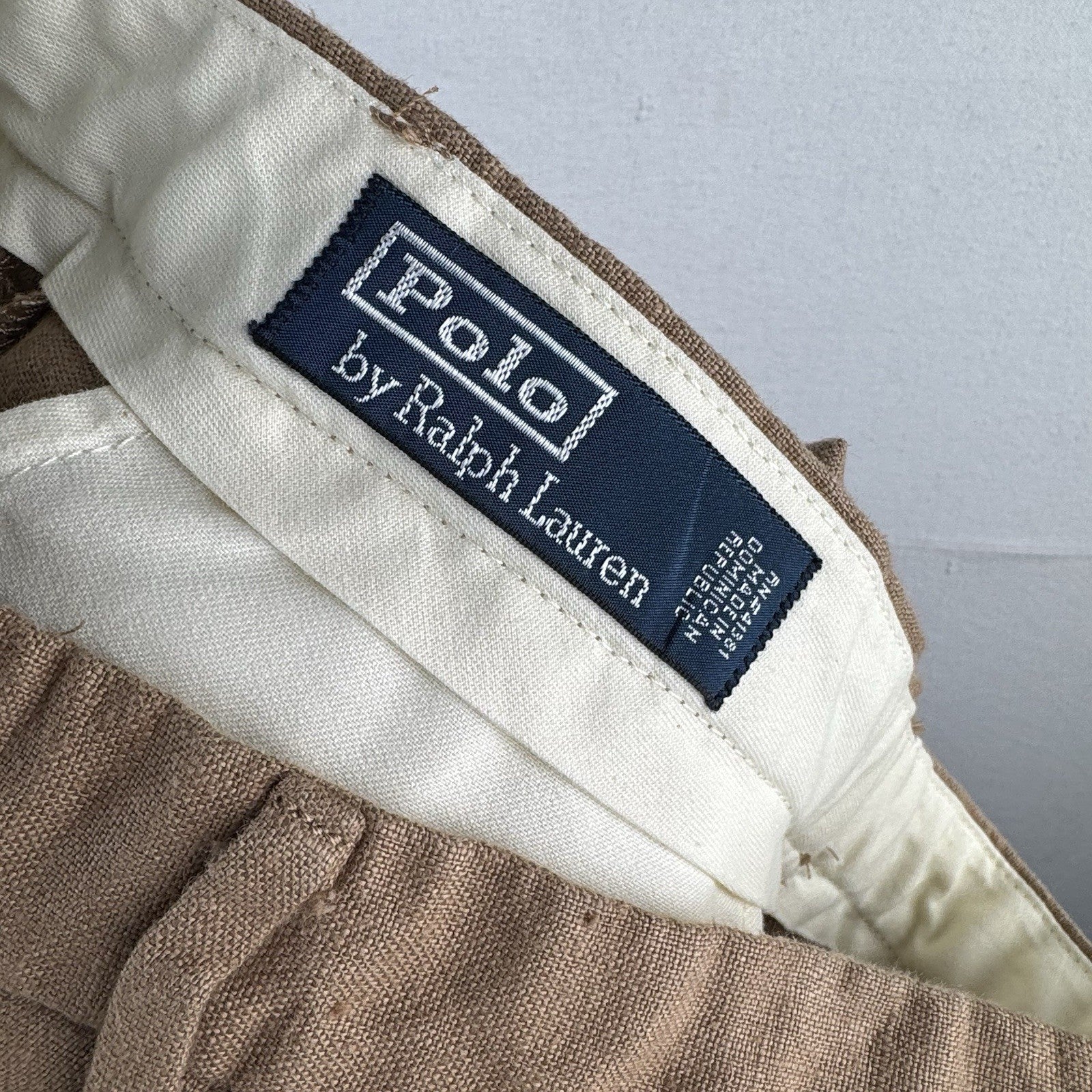 Vtg Polo Ralph Lauren Brown 100% Linen Pleated Cuffed Dress Pants Fits 30x27