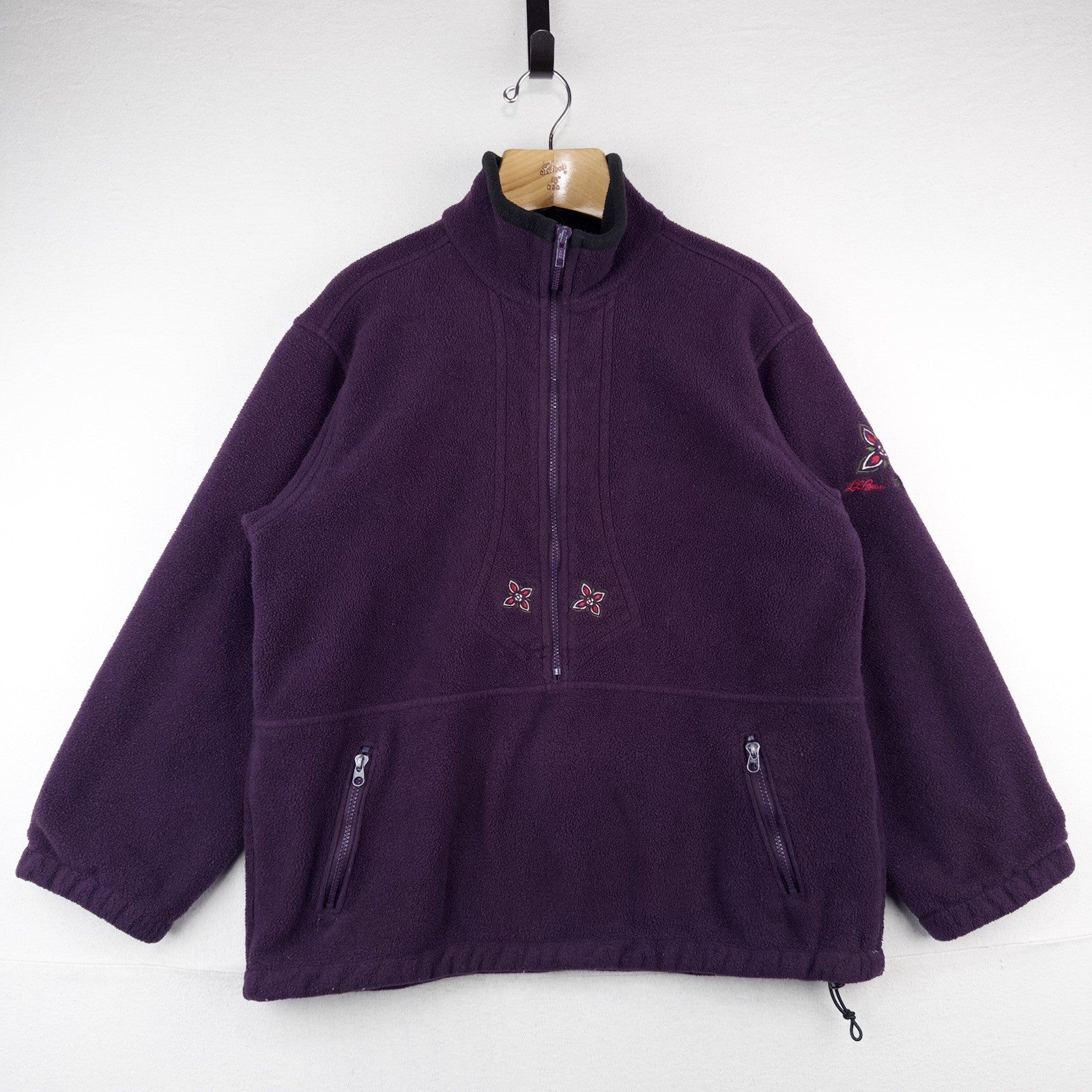 80’s Vtg LL Bean Embroidered Lined Fleece 1/4 Zip Jacket Purple Women’s XL