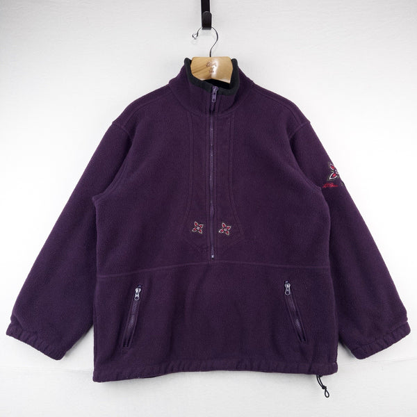 80’s Vtg LL Bean Embroidered Lined Fleece 1/4 Zip Jacket Purple Women’s XL