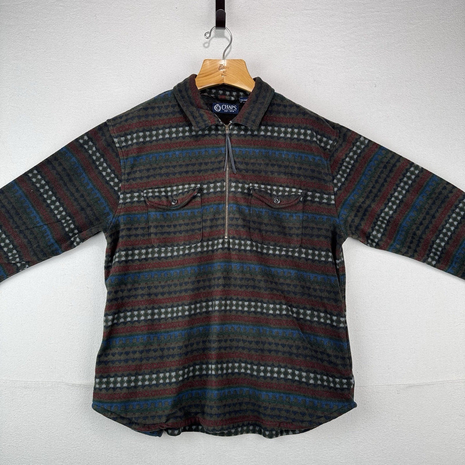 Vintage Ralph Lauren Chaps Men’s XL Southwestern Fleece 1/2 Zip Pullover Jacket