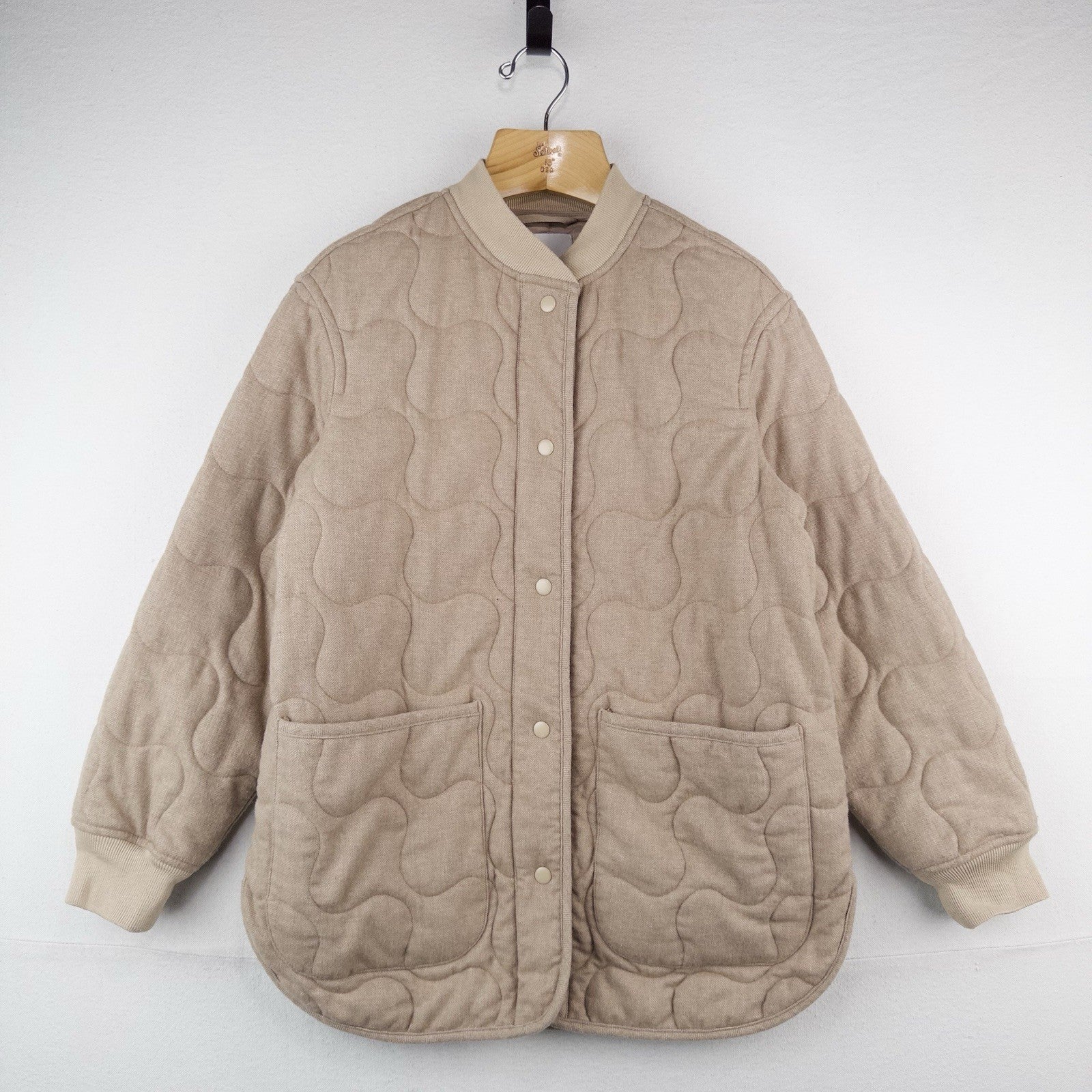 Madewell Quilted Oversized Wool Bomber Jacket Women’s Small Beige