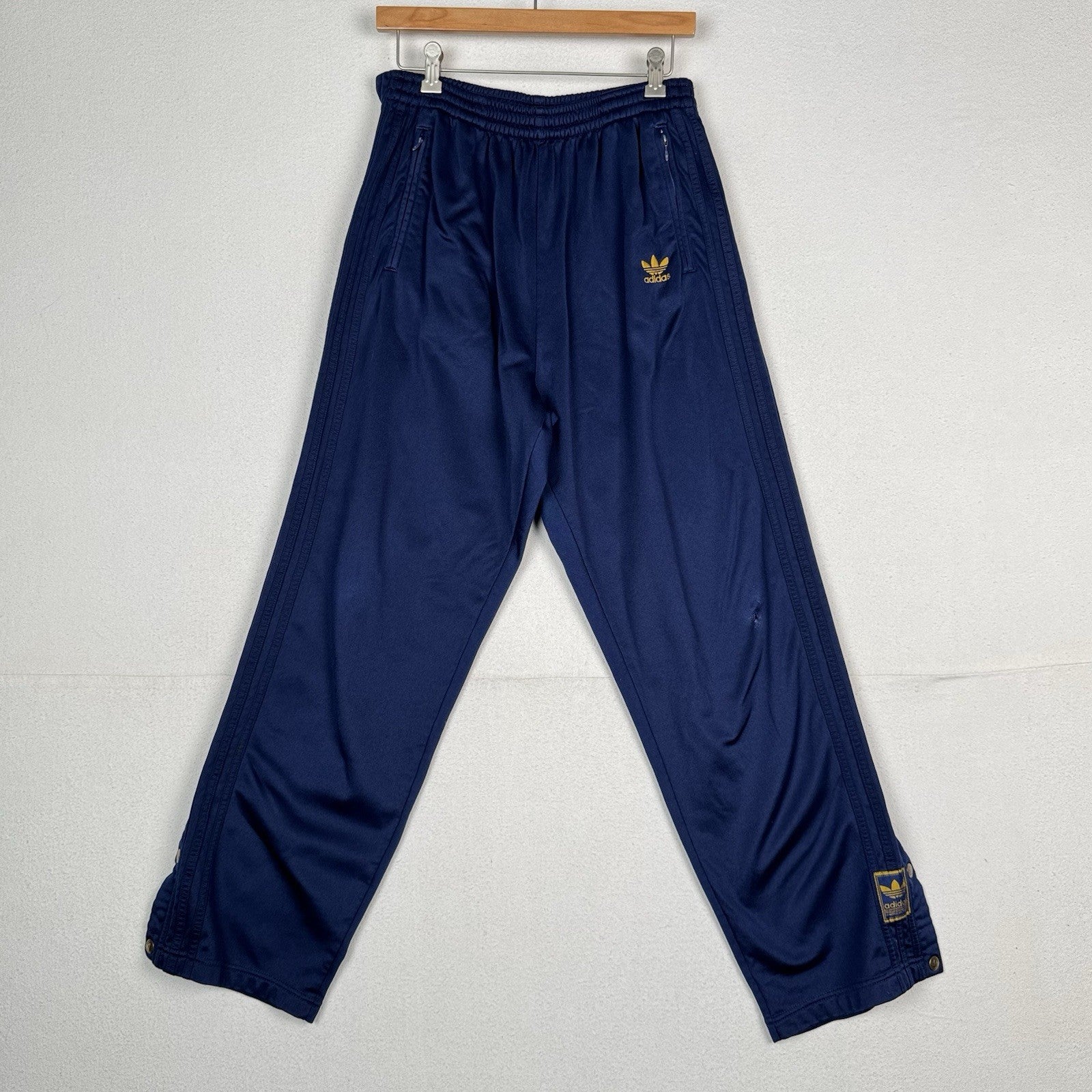Vintage Adidas Sweatpants Men’s L Navy Gold Logo Tearaway Snap Track Pants