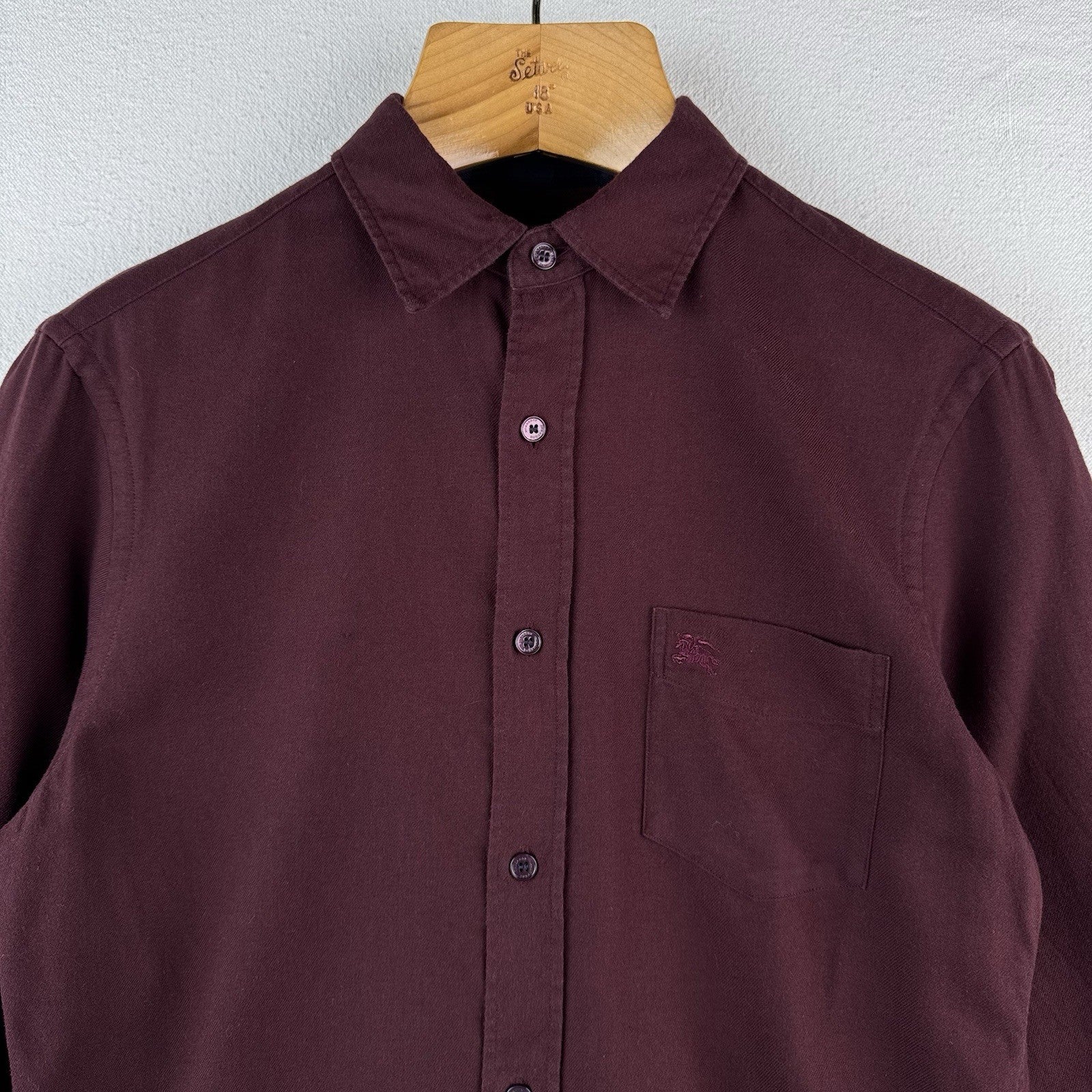 Burberry London Shirt Mens Small Wine Red Button Down Long Sleeve
