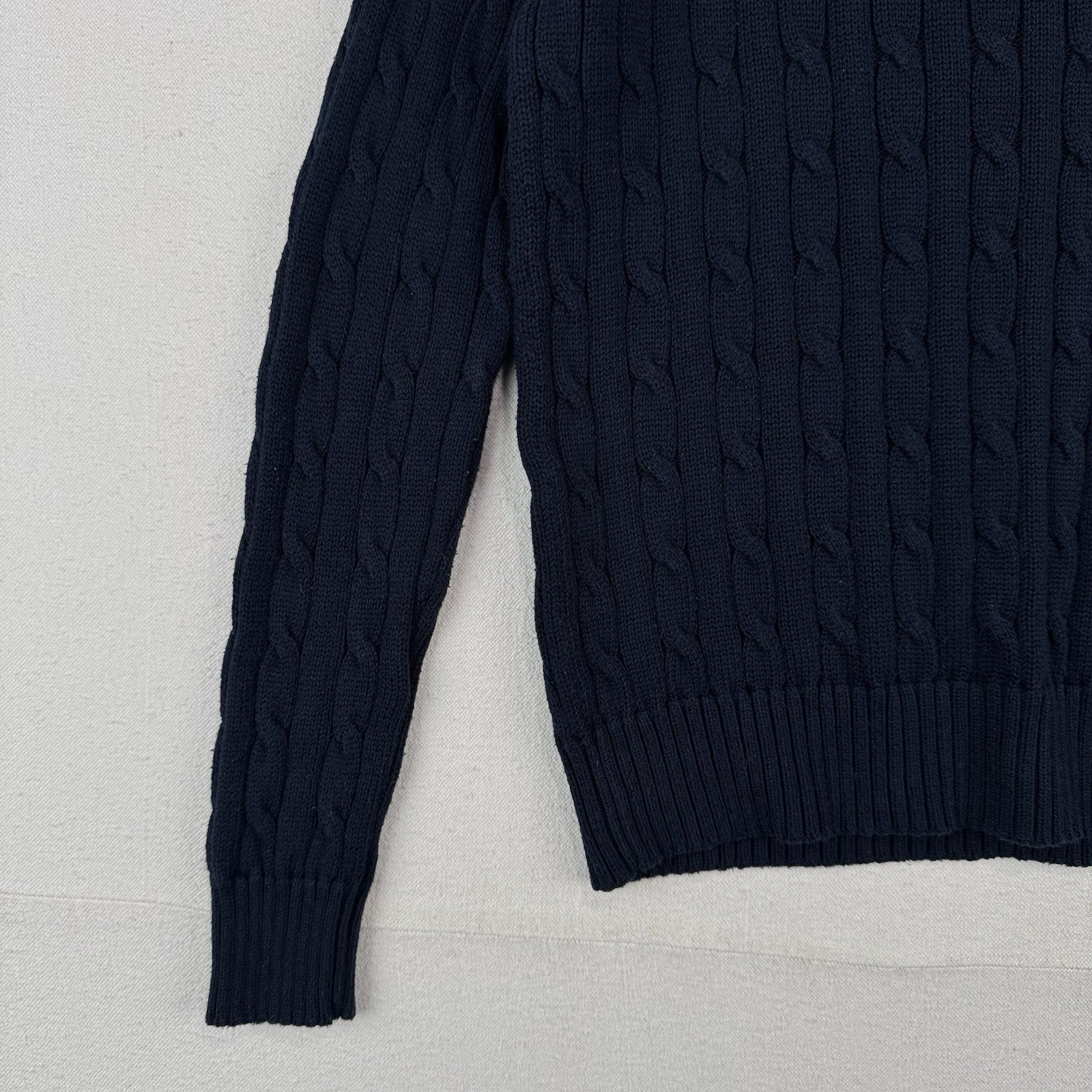 Polo Ralph Lauren Women’s Large Cable Knit Sweater Cotton Navy Blue