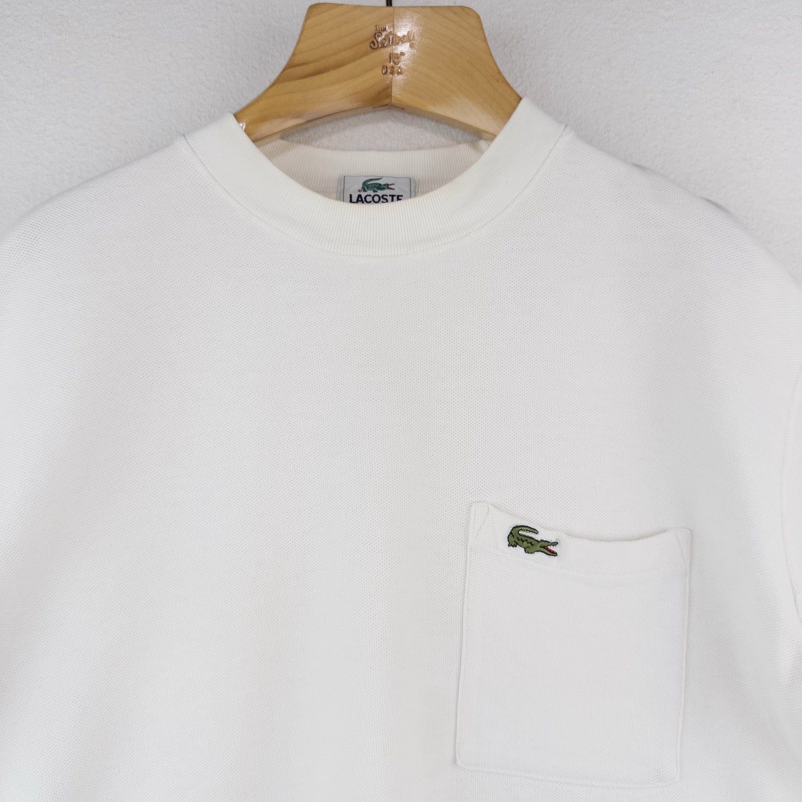 80’s Vtg Lacoste White Pique Knit Short Sleeve Crewneck T-Shirt Men’s M