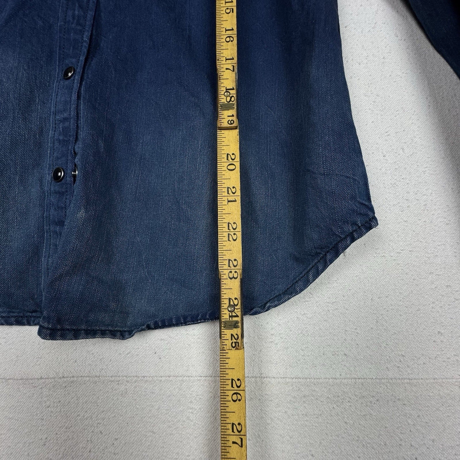 Gap 1969 Womens Snap Shirt Small Long Sleeve Denim Top Cotton Dark Indigo Ombre