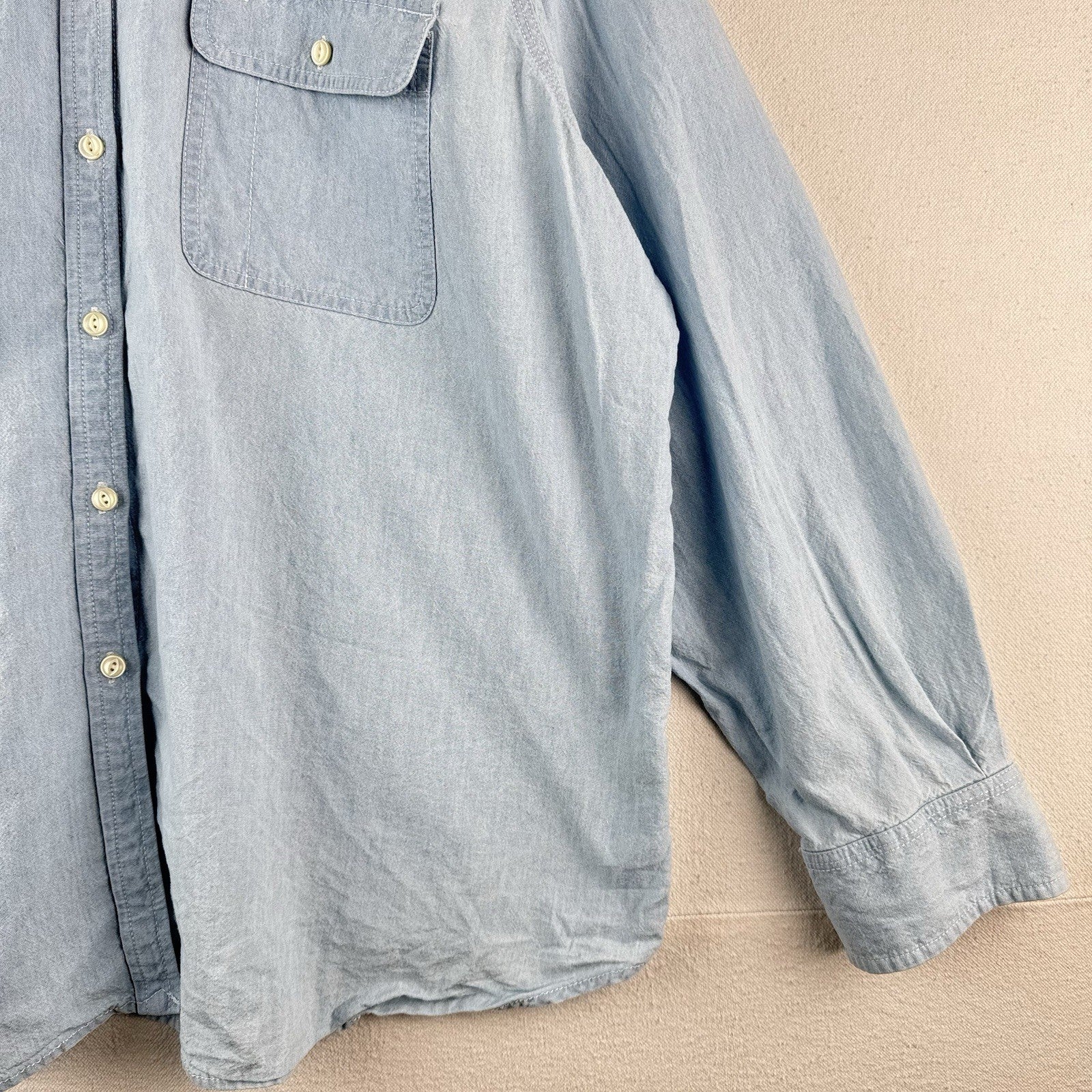 Lauren Ralph Lauren Women's 2X Blue Chambray Button Down Shirt 100% Cotton
