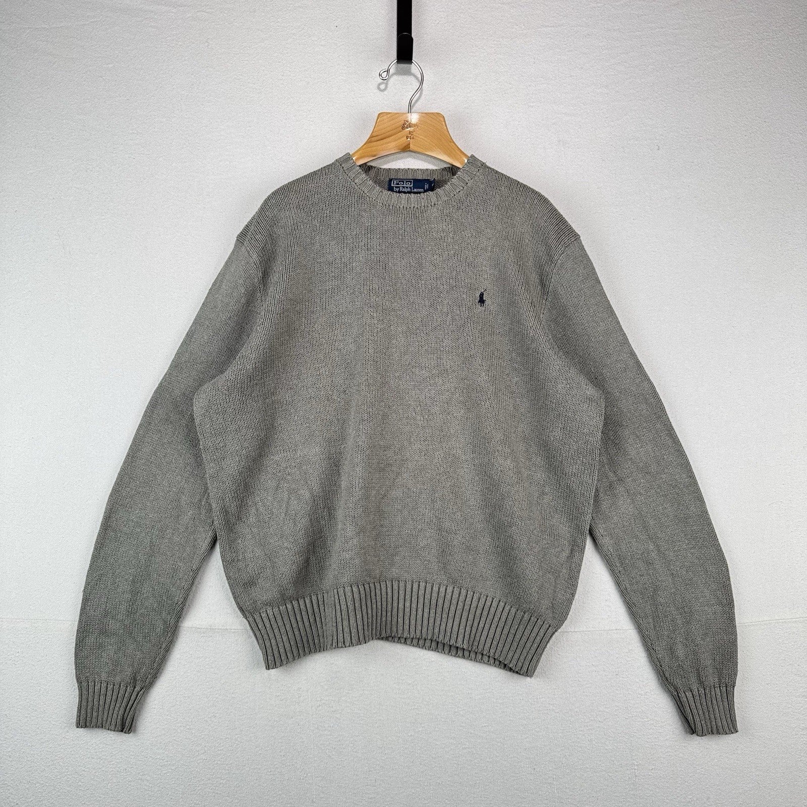 90’s Vintage Polo Ralph Lauren Knit Sweater Men’s XL Gray Pima Cotton Crewneck