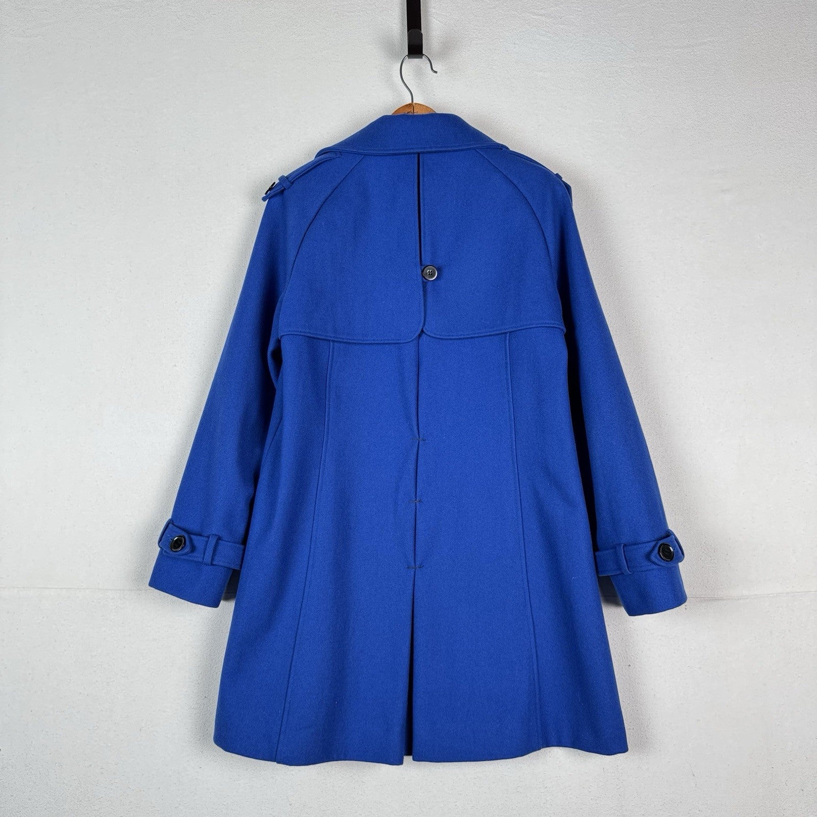 Calvin Klein Women’s Wool Blue Coat Jacket Size 6 Flap Cape Modern Formal