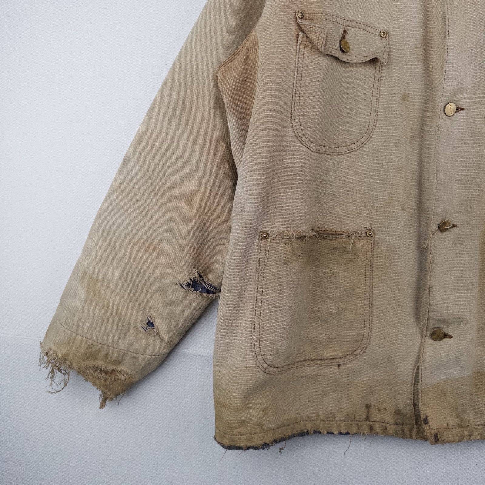 80’s Vtg Carhartt XL (48) Duck Chore Blanket Lined Coat Jacket USA *Distressed