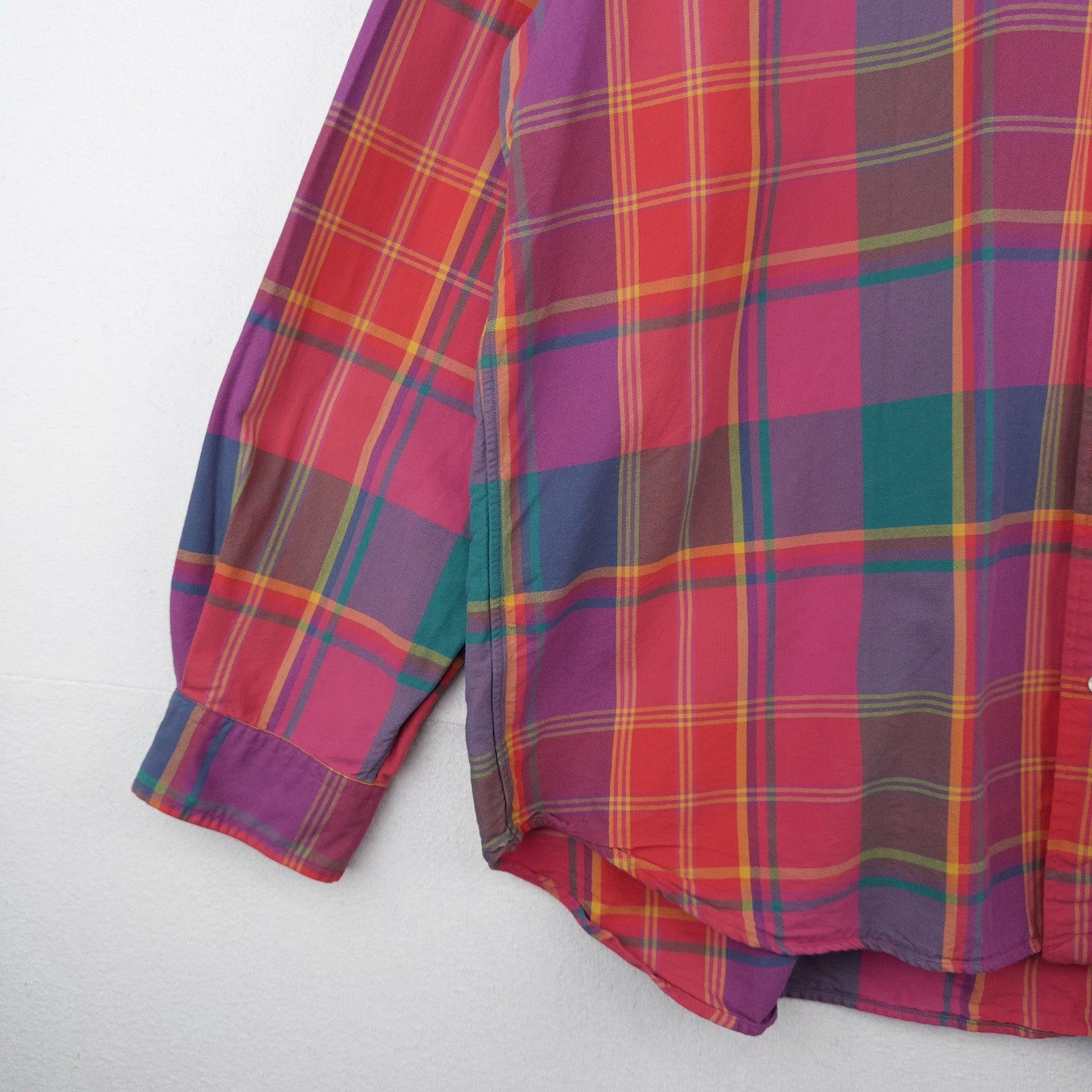 Polo Ralph Lauren Custom Fit Madras Plaid Shirt Mens 1XB Pink Blue Button Down