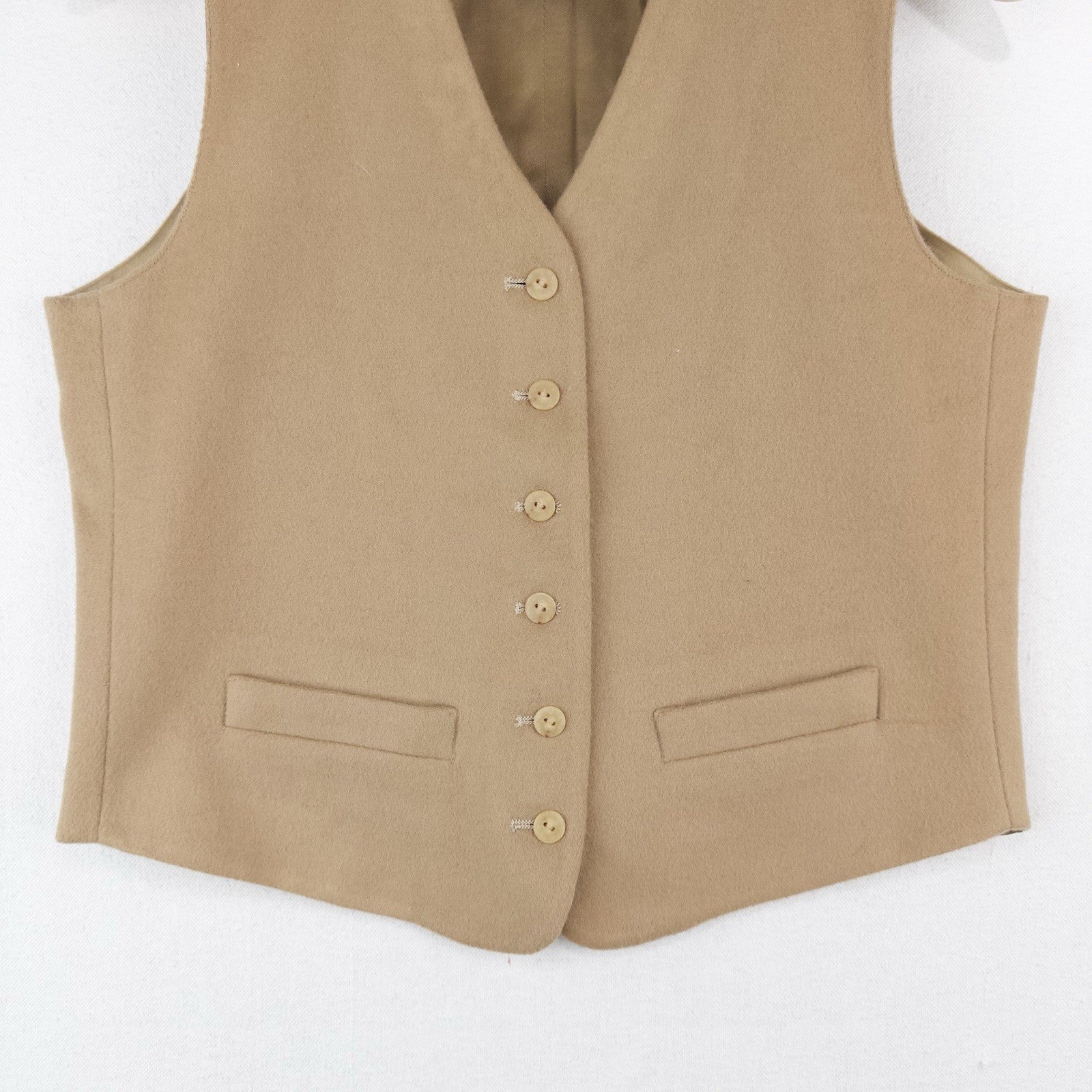 80’s Vtg  LL Bean Wool Cashmere Vest Women’s Small Camel Tan Button Down