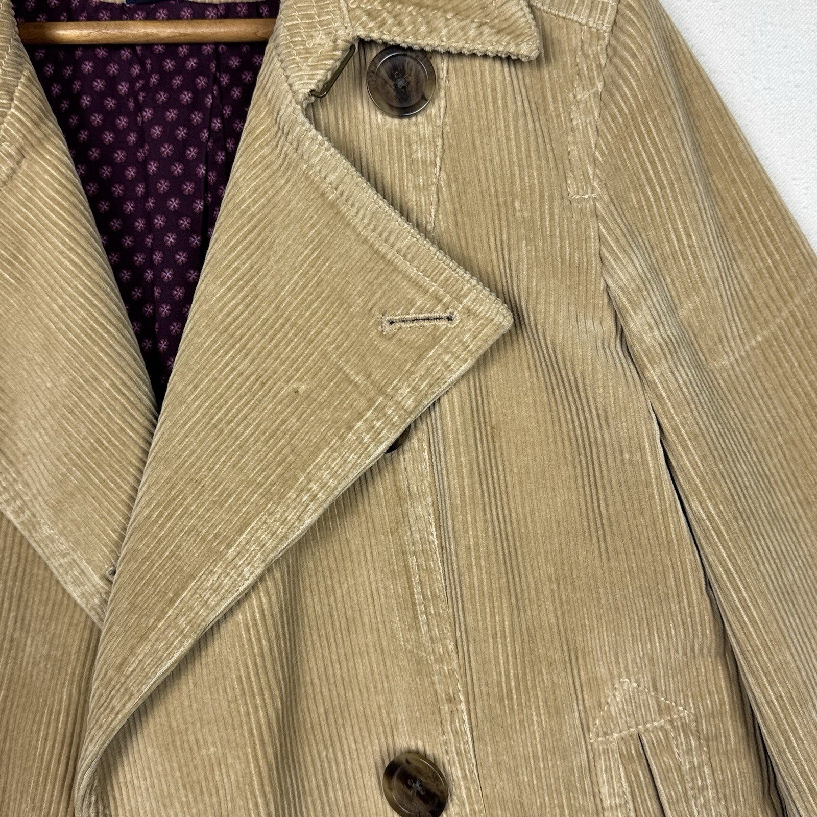 Gap Coat Jacket Womens S Double Breasted Corduroy Tan Beige