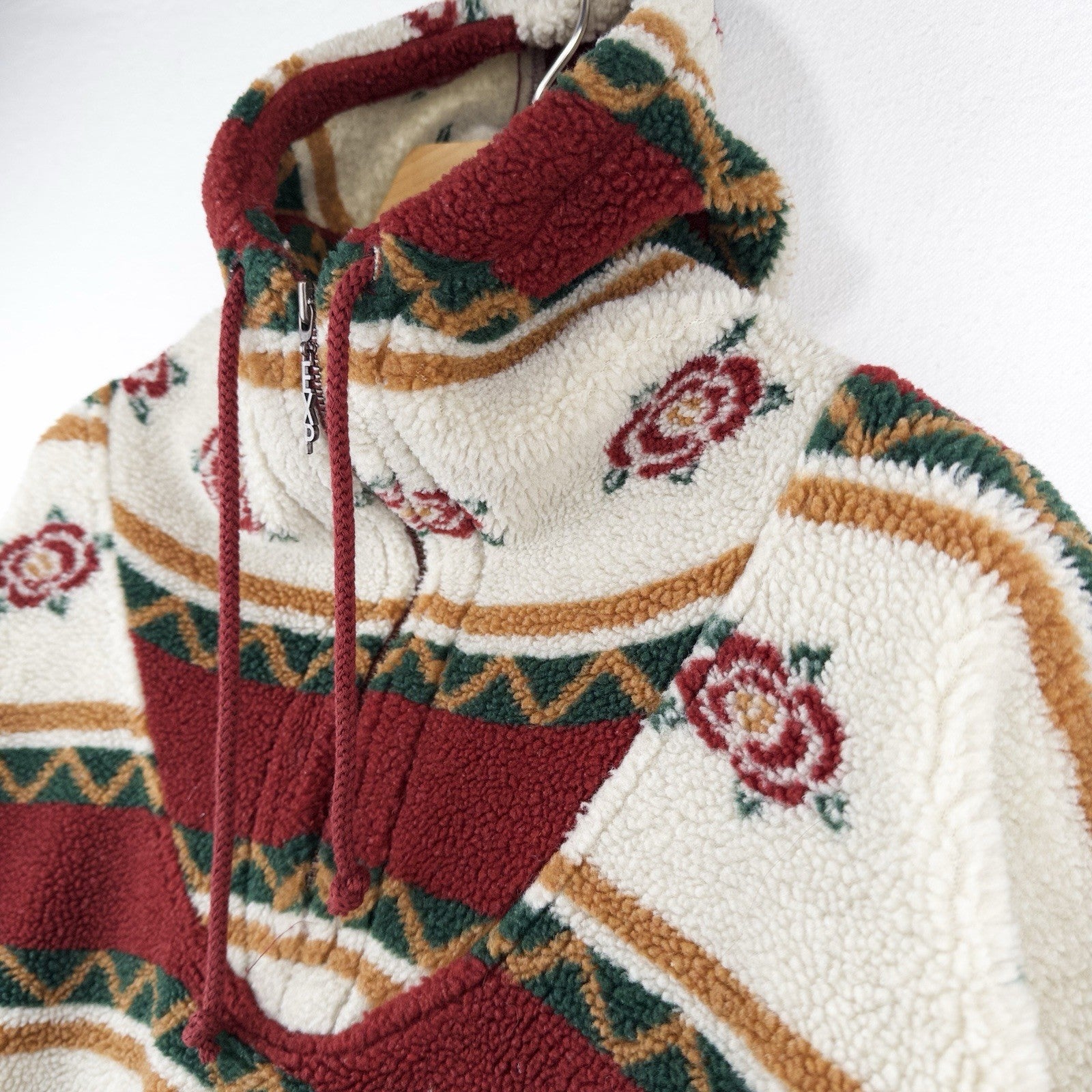 90’s Fleece 1/4 Zip Scuba Hoodie Women’s Large Southwestern Desert Rose Express