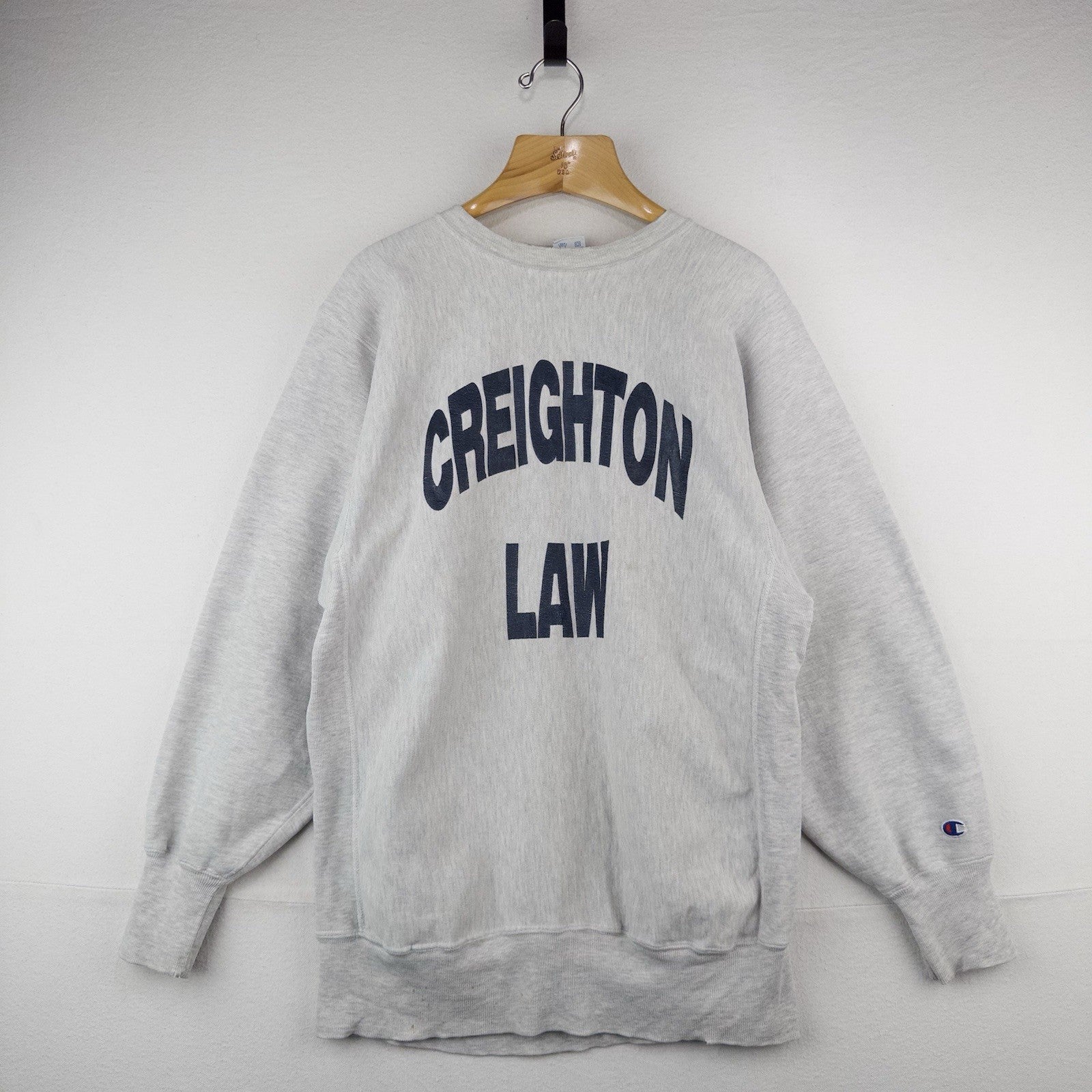 80’s Vtg Champion Creighton Law Reverse Weave Crew Sweatshirt 2XL Gray Made USA