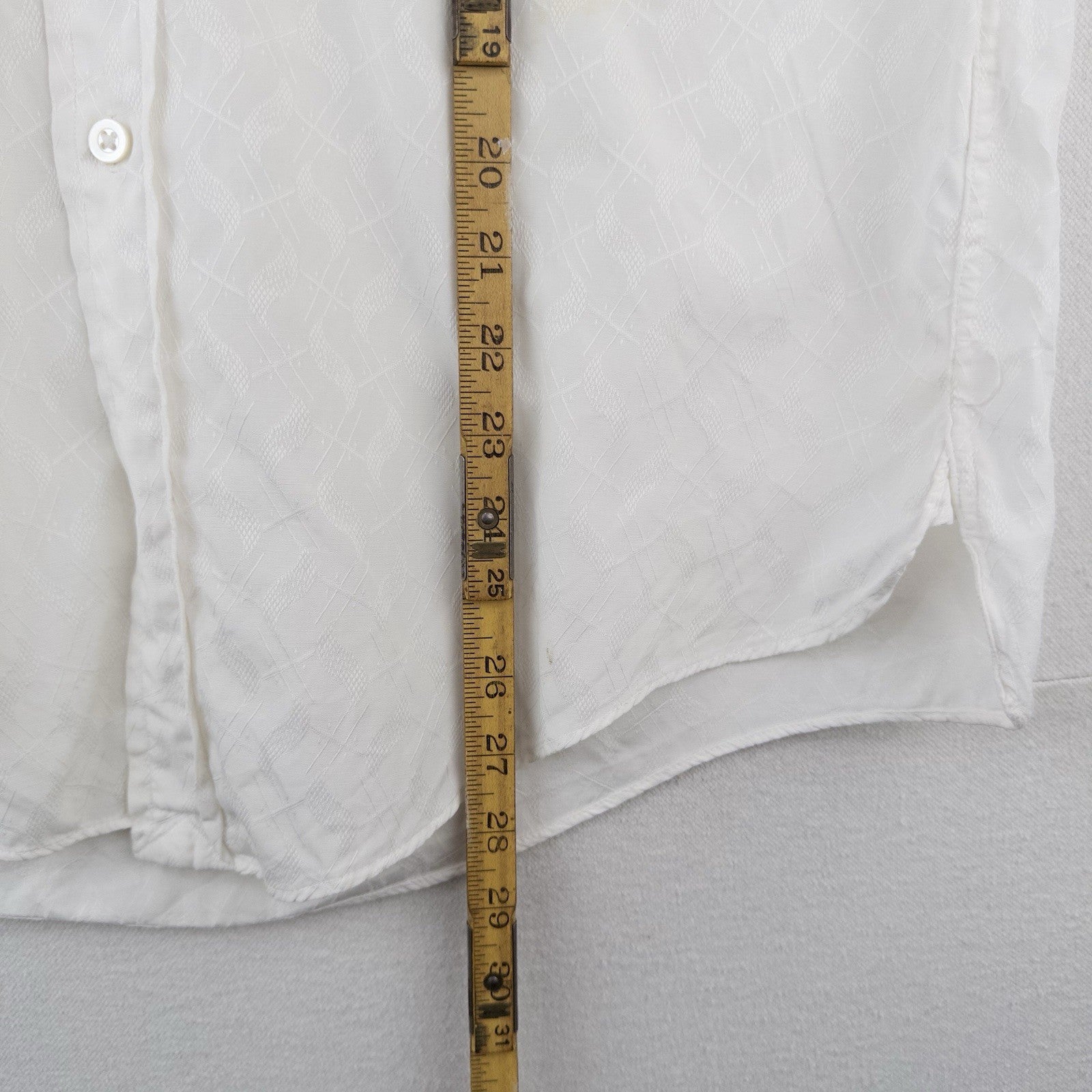 40’s Vtg British-imported Short Sleeve Button Up Jacquard White Shirt Thin L