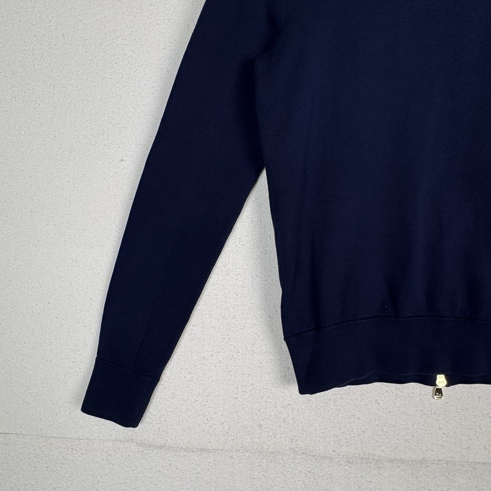Ralph Lauren Golf Women’s Double Knit Blue Bomber Double Zip Stowaway Hood Small