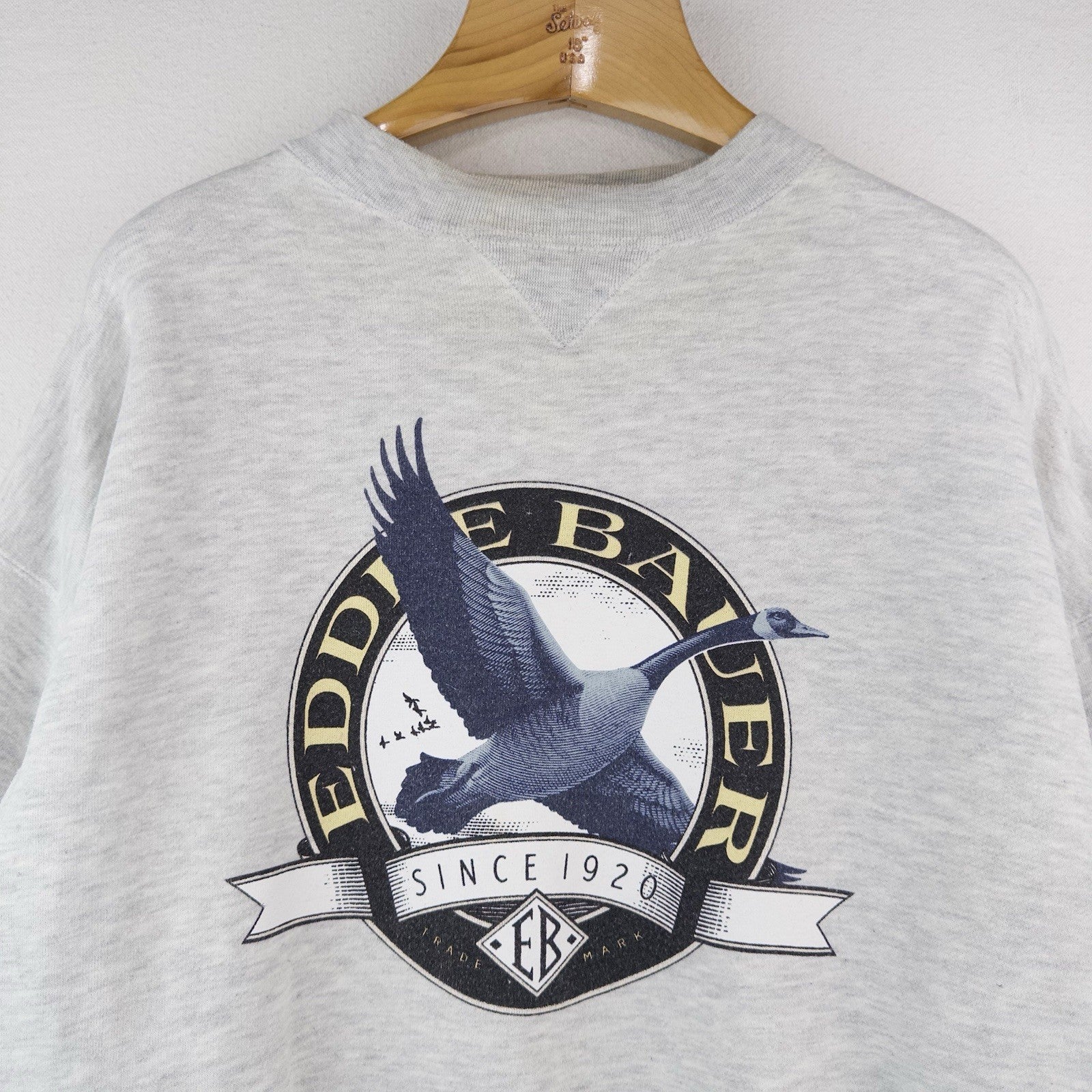 90’s Vtg Eddie Bauer Gray Sweatshirt Mens XL Goose Big Logo Outdoors Crewneck