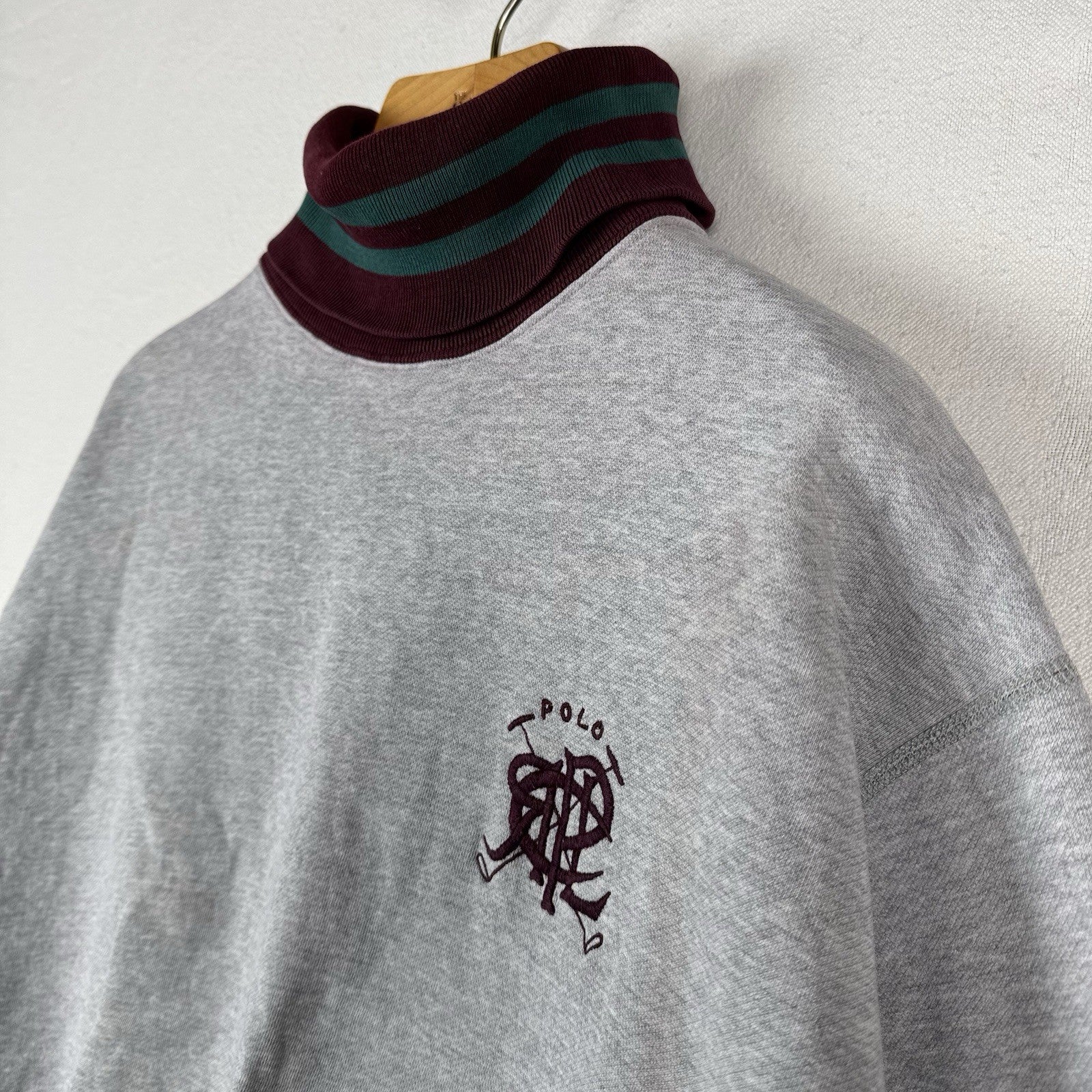 80’s Vintage Ralph Lauren Men’s XL Scribble Logo Sweatshirt Turtleneck *Read