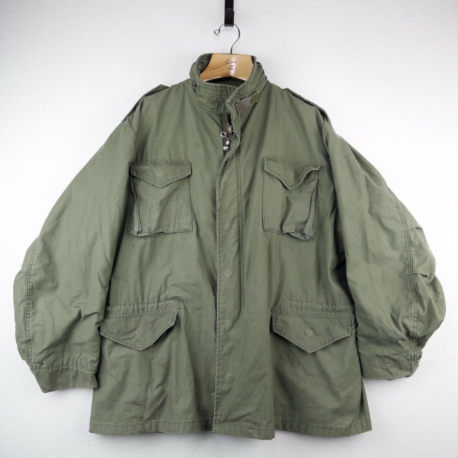 70’s Vtg Vietnam US Army Green M65 Field Jacket Mens XL Long w/Hood *No Lining