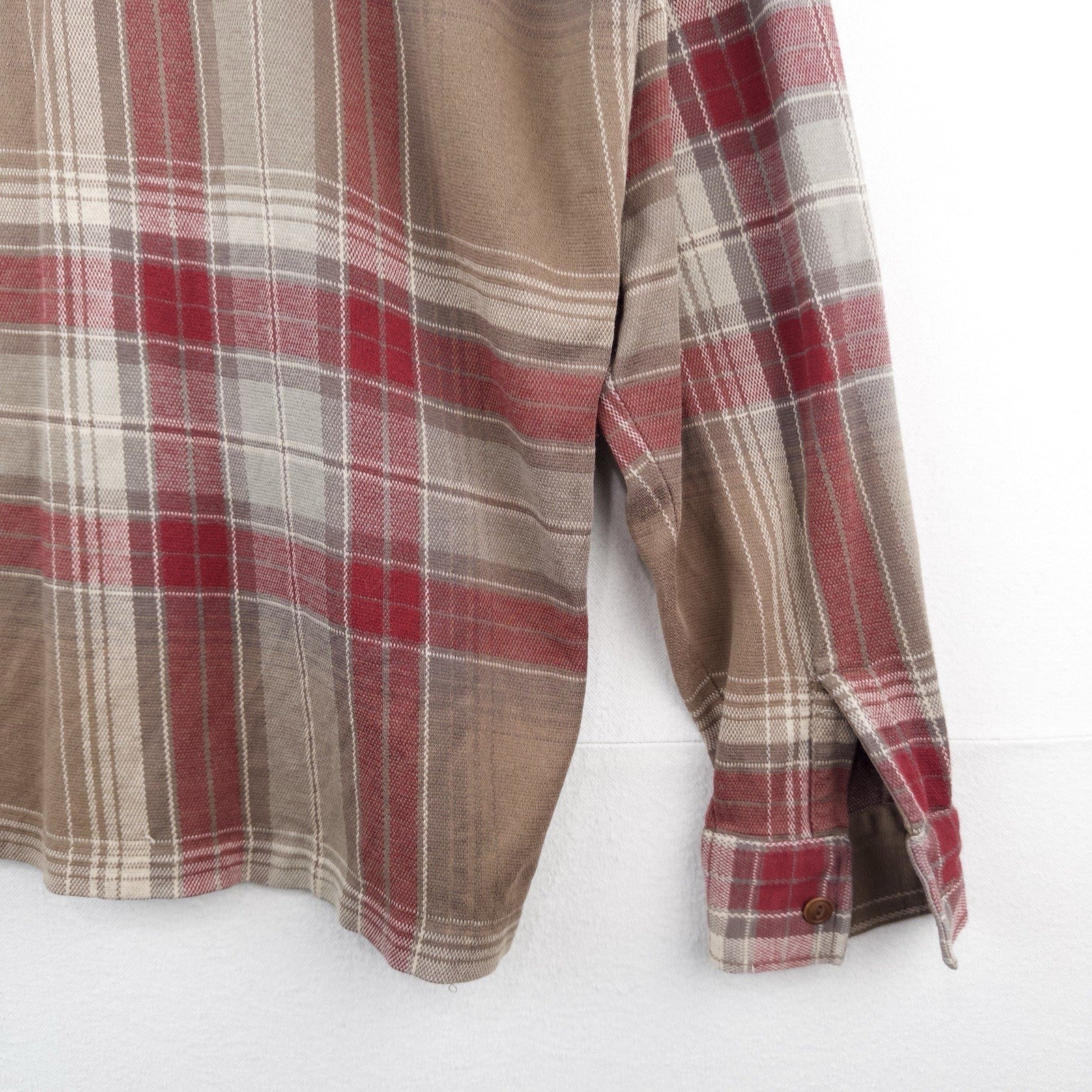 90’s Vtg Polo Ralph Lauren Men’s M Tan Brown Plaid Half Button Popover Shirt