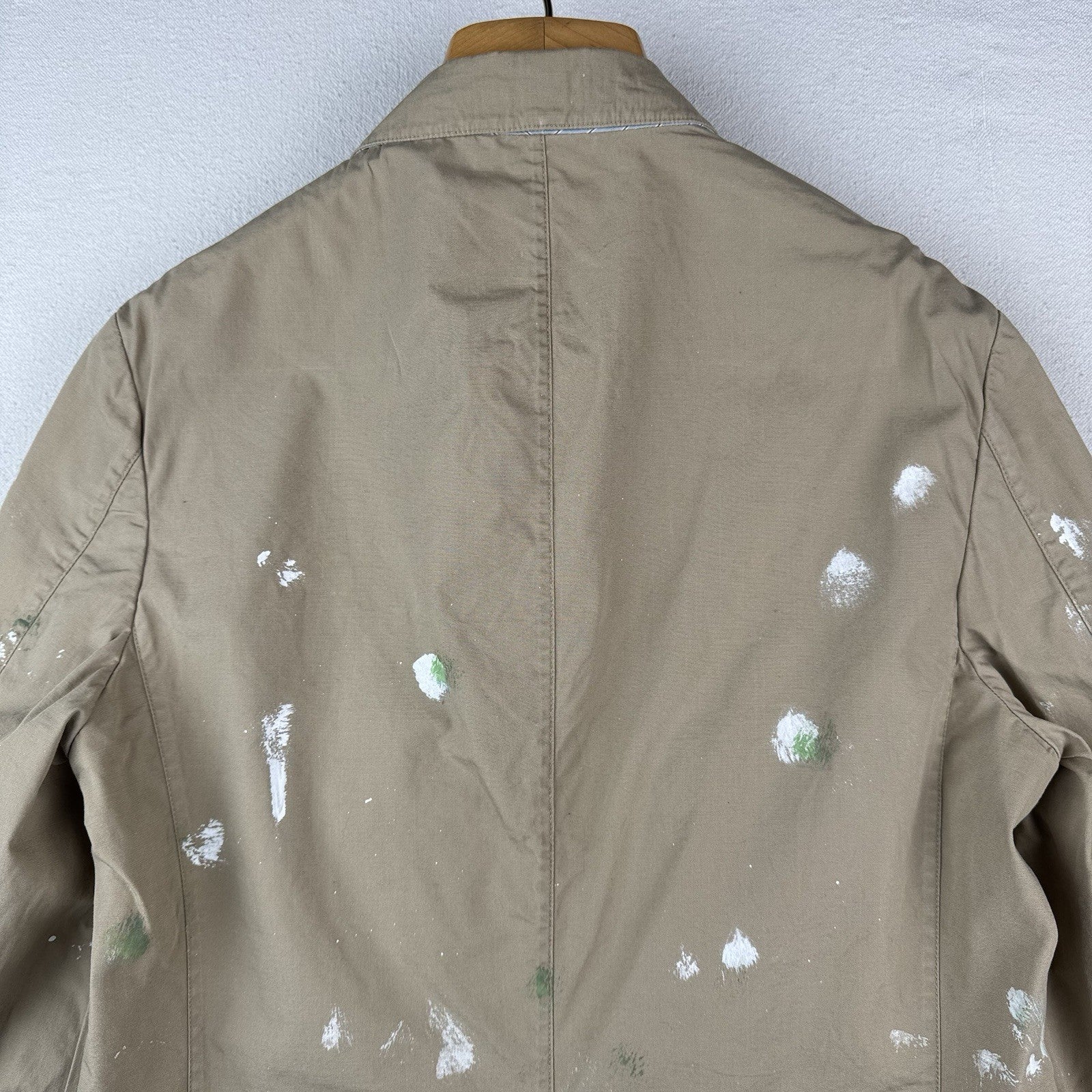 Polo Ralph Lauren Hand-Painted Men’s S Blazer Jacket Cotton Beige Unstructured