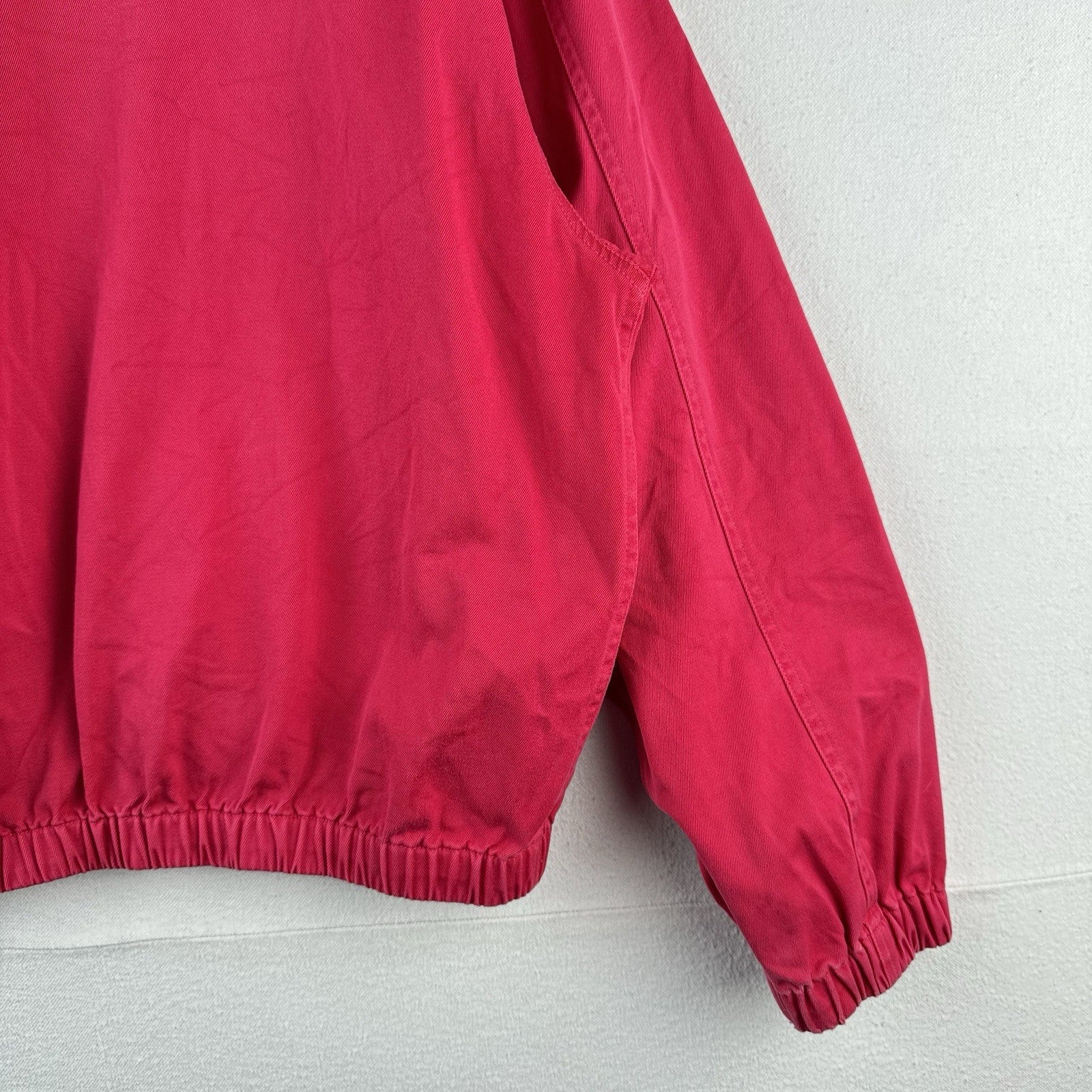 Vtg Lands End Harrington Jacket Faded Pink Red Boxy ‘78 Rose Parade Patch Large