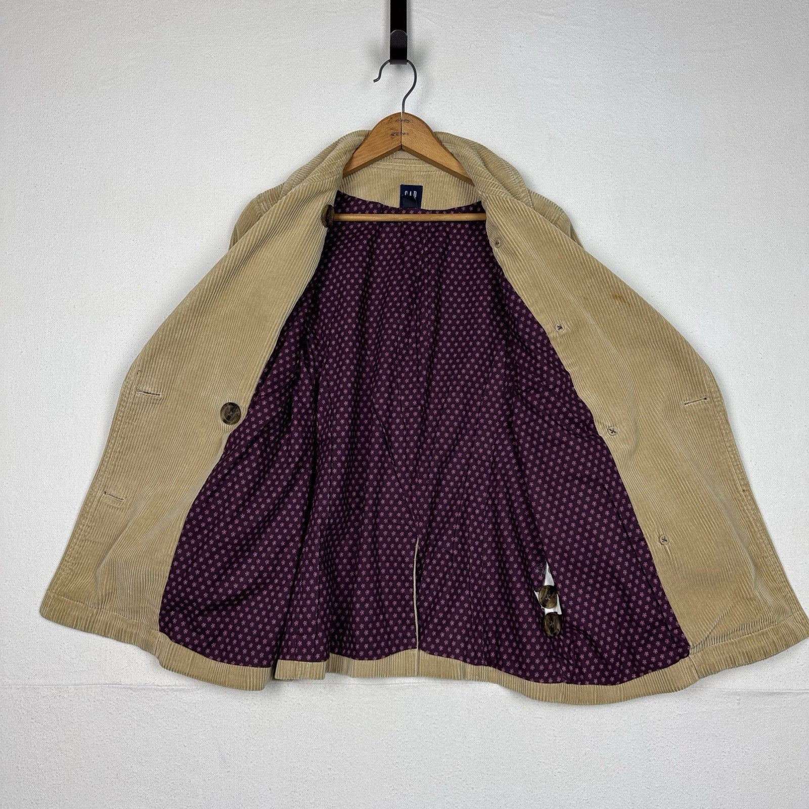 Gap Coat Jacket Womens S Double Breasted Corduroy Tan Beige