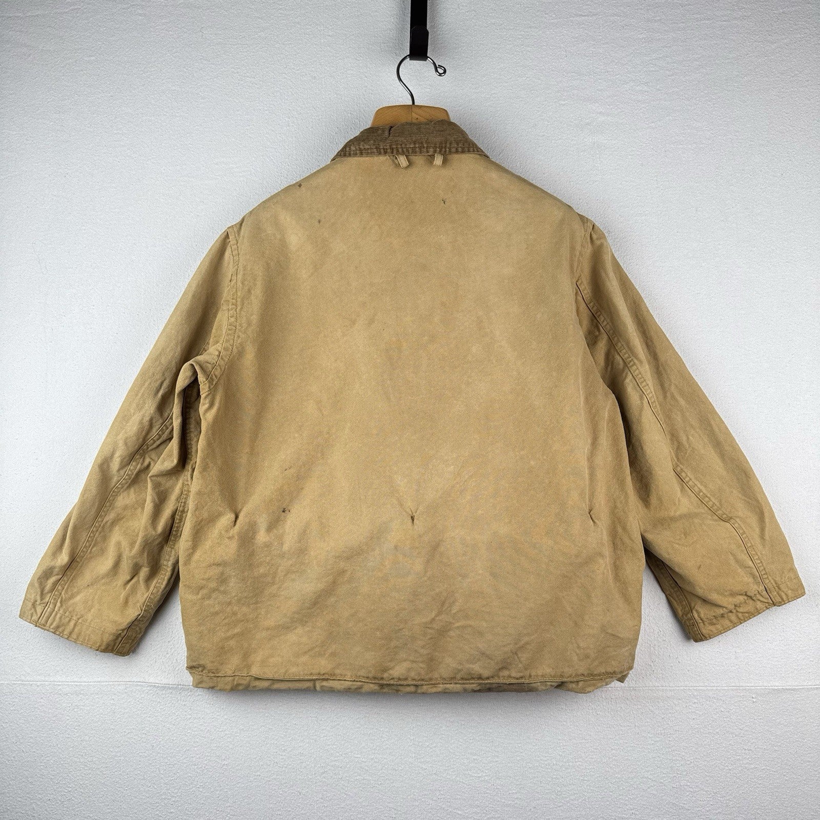 40s 50’s Vtg Hetterick Mfg Co Hunting Jacket Chore Coat Patches 46” USA *Read