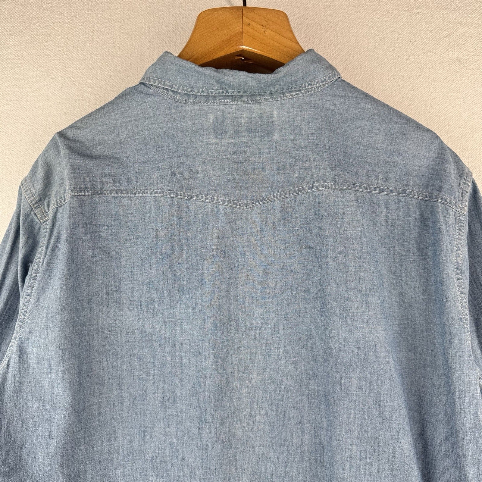 Vintage Ralph Lauren Men's XL Blue Chambray Button Down Shirt Western Workwear