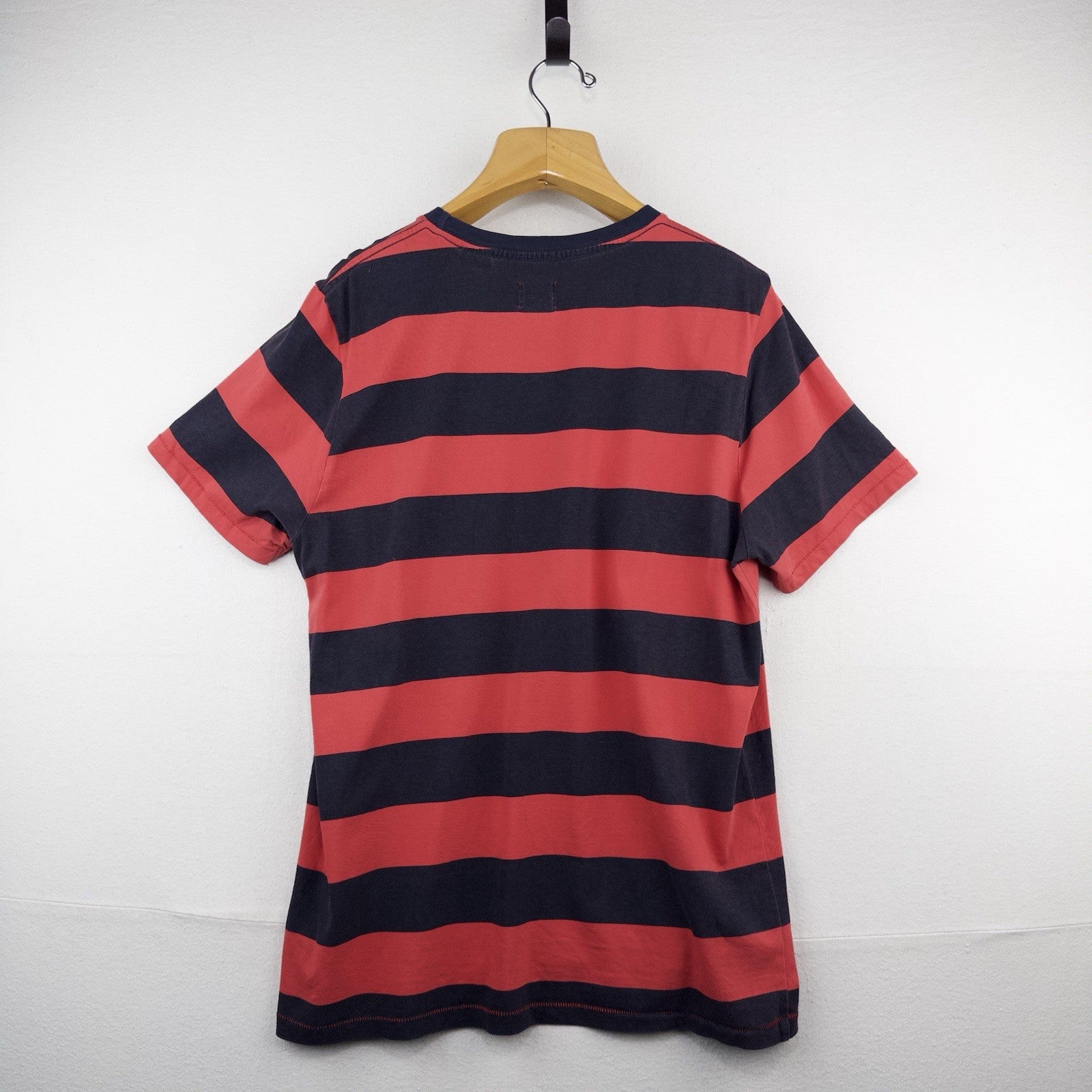 M.Nii Surf Pocket T-shirt Men’s XL Red Blue Striped Short Sleeve Cotton Made USA