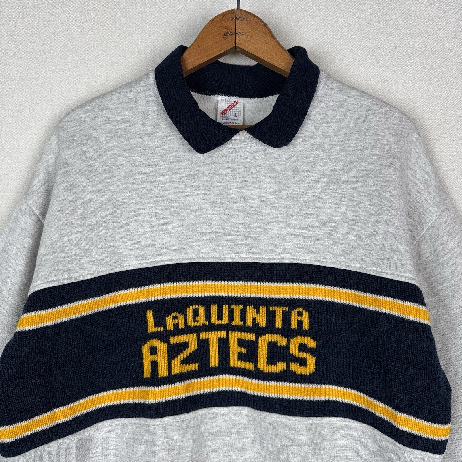Vintage Laquinta Aztecs Sweater Knit Collared Sweatshirt Jerzees XL