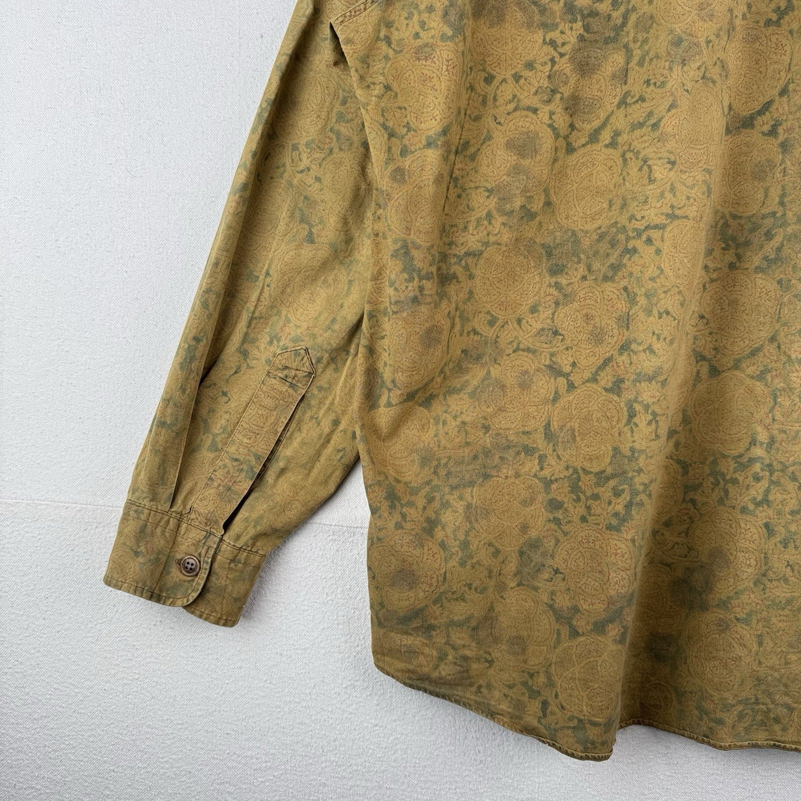 90’s Vtg Polo Ralph Lauren Safari Paisley Ink Wash Floral Button Shirt Mens 2XL