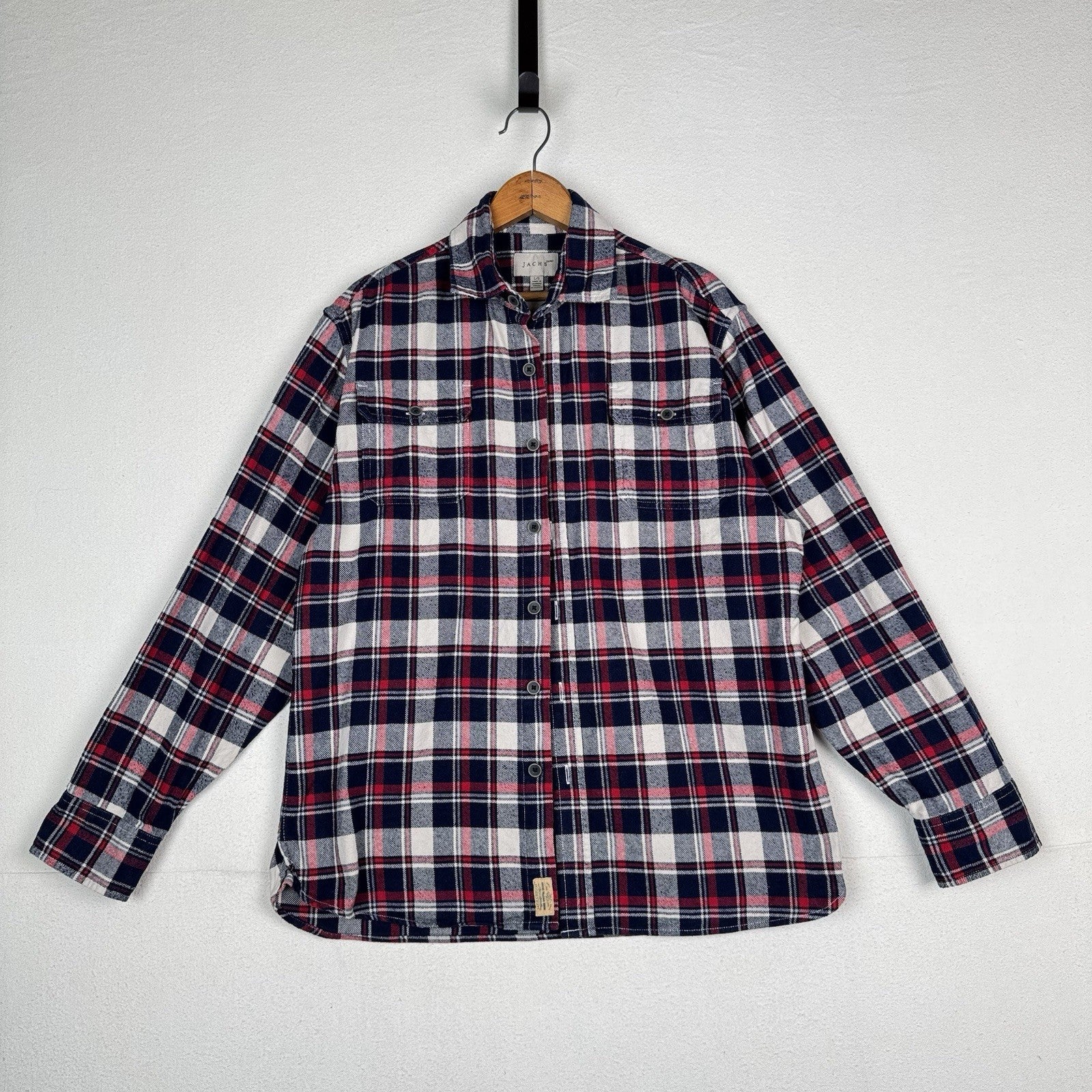 Jachs Men’s Large L Red White Blue Heritage Thick Material Flannel Button Up