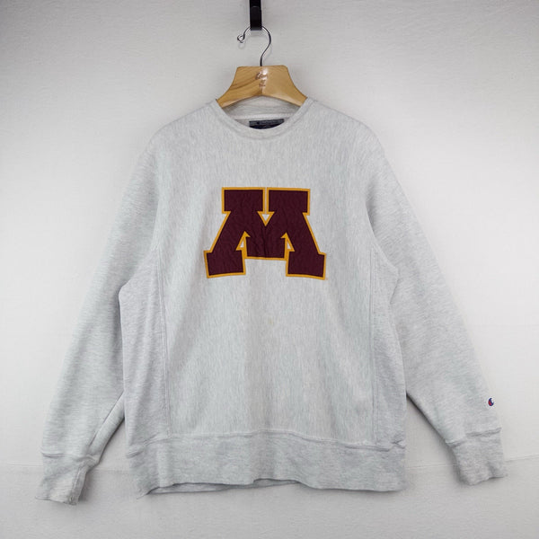 90’s Vtg Champion University Of Minnesota Reverse Weave Gray Crew Sweatshirt M
