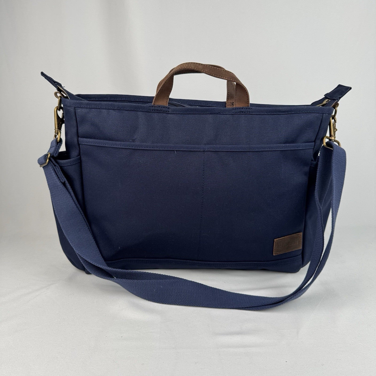 L.L.Bean Stonington Daily Commuter Travel Work Bag Navy Blue Canvas 17”