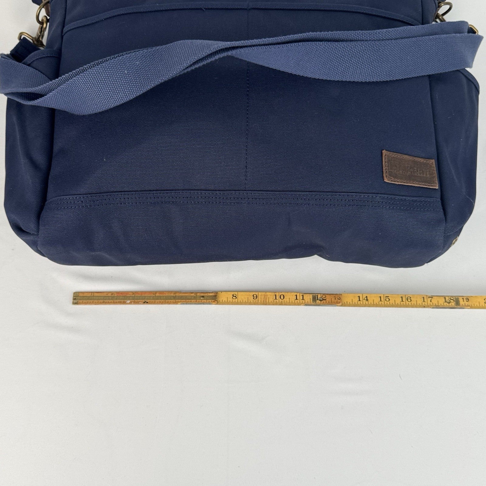 L.L.Bean Stonington Daily Commuter Travel Work Bag Navy Blue Canvas 17”