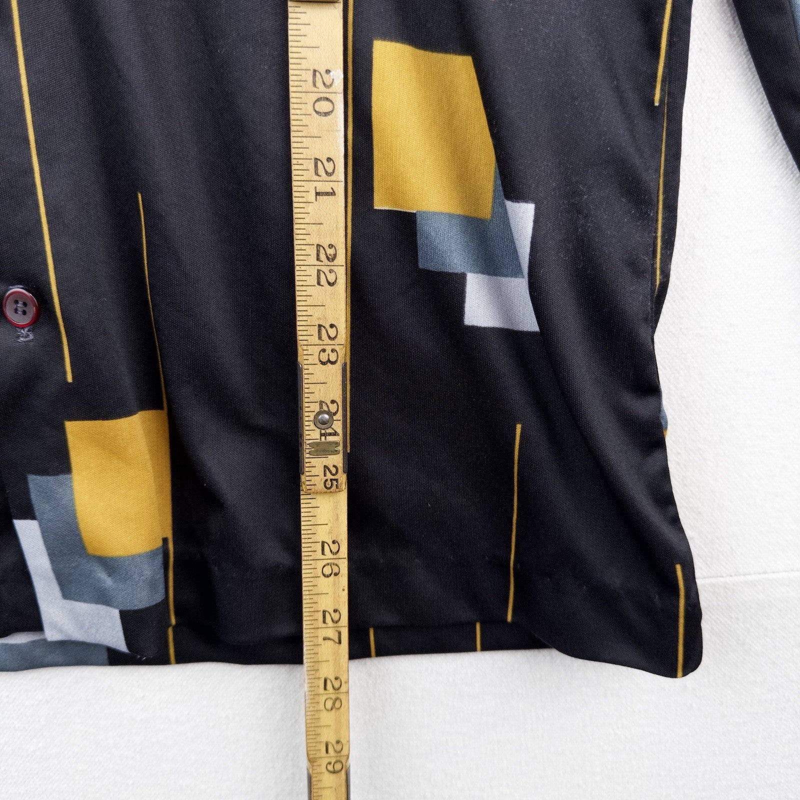 70’s Vtg Dagger Collar Shirt Mens Large Black Abstract  Disco *Read
