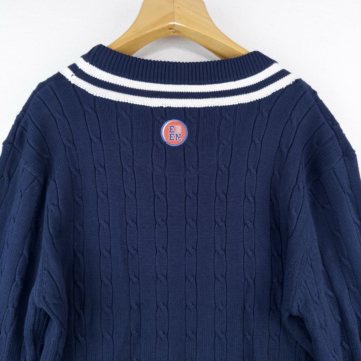 Howard University Cricket Tennis V-Neck Patch Cable Knit Sweater Blue XL HBCU