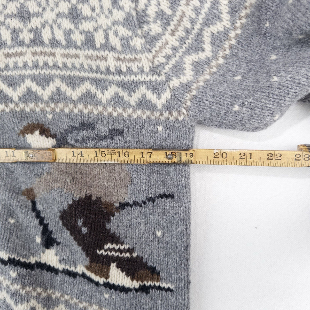 90’s Vtg Cowichan Wool Ski Graphic Fair Isle Sweater Knit Wool Zip Women’s L