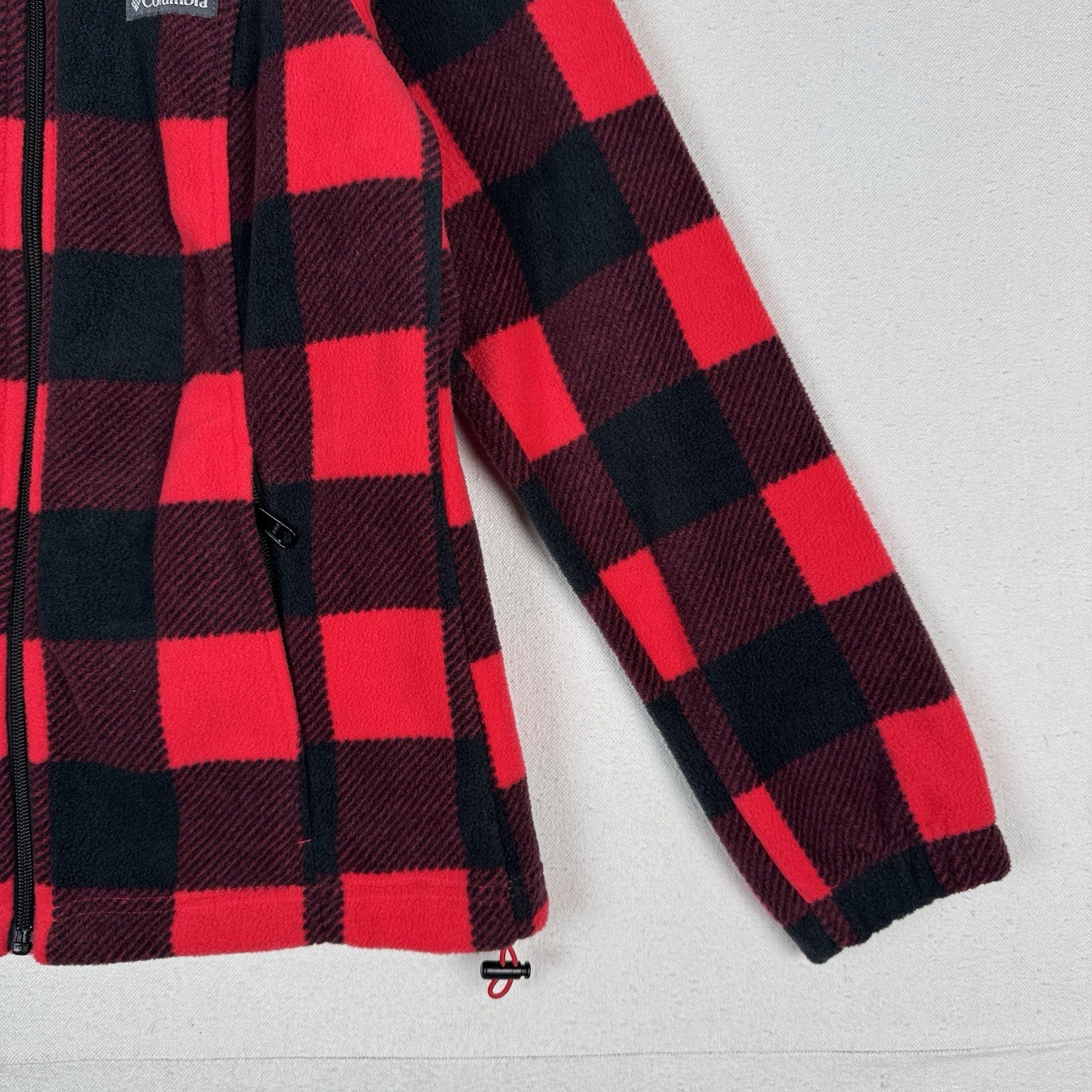 Columbia Women’s Small Buffalo Plaid Fleece Jacket Red Black Full Zip NWT