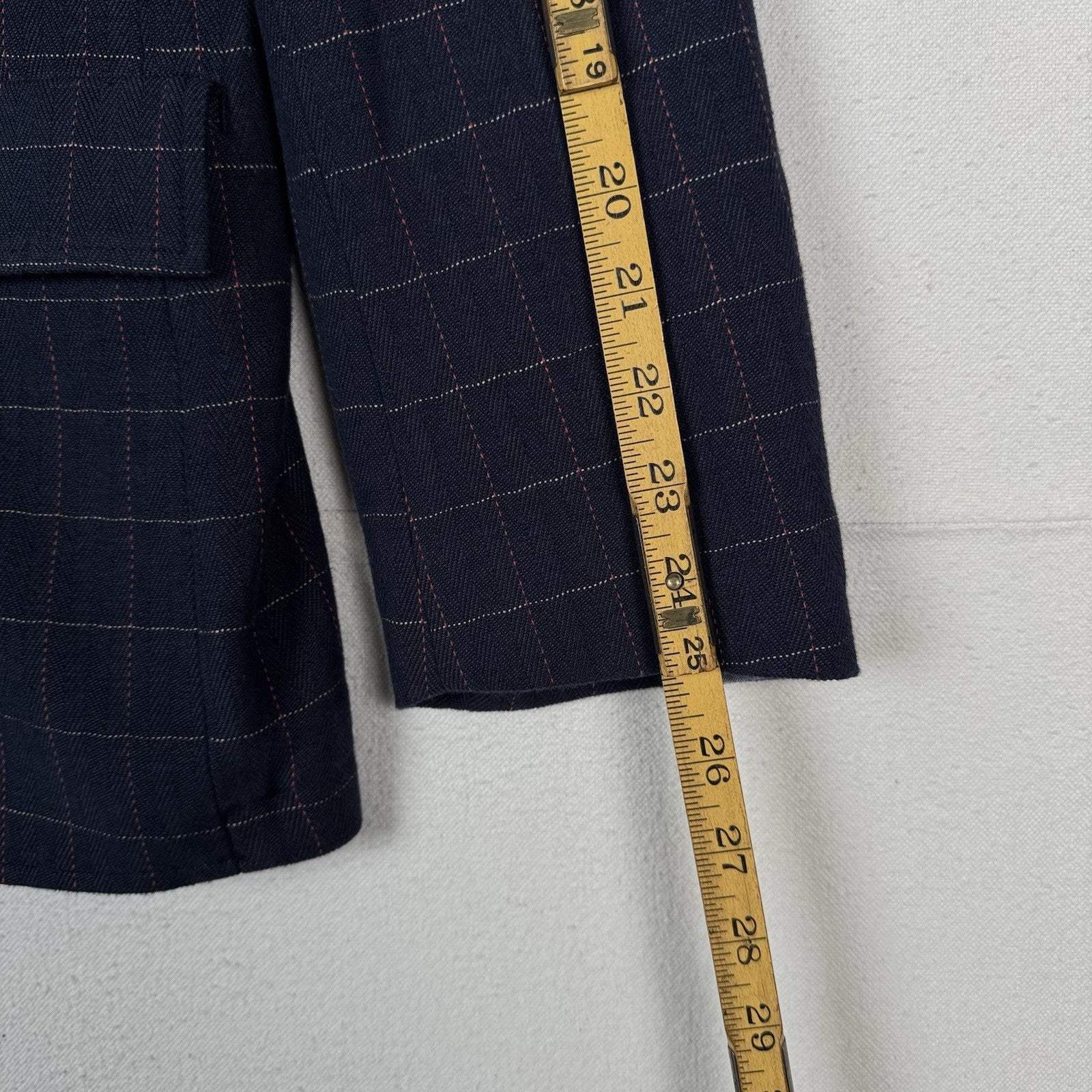 Jachs New York Blazer Mens Large Navy Windowpane Stretch Sport Coat 2-Button