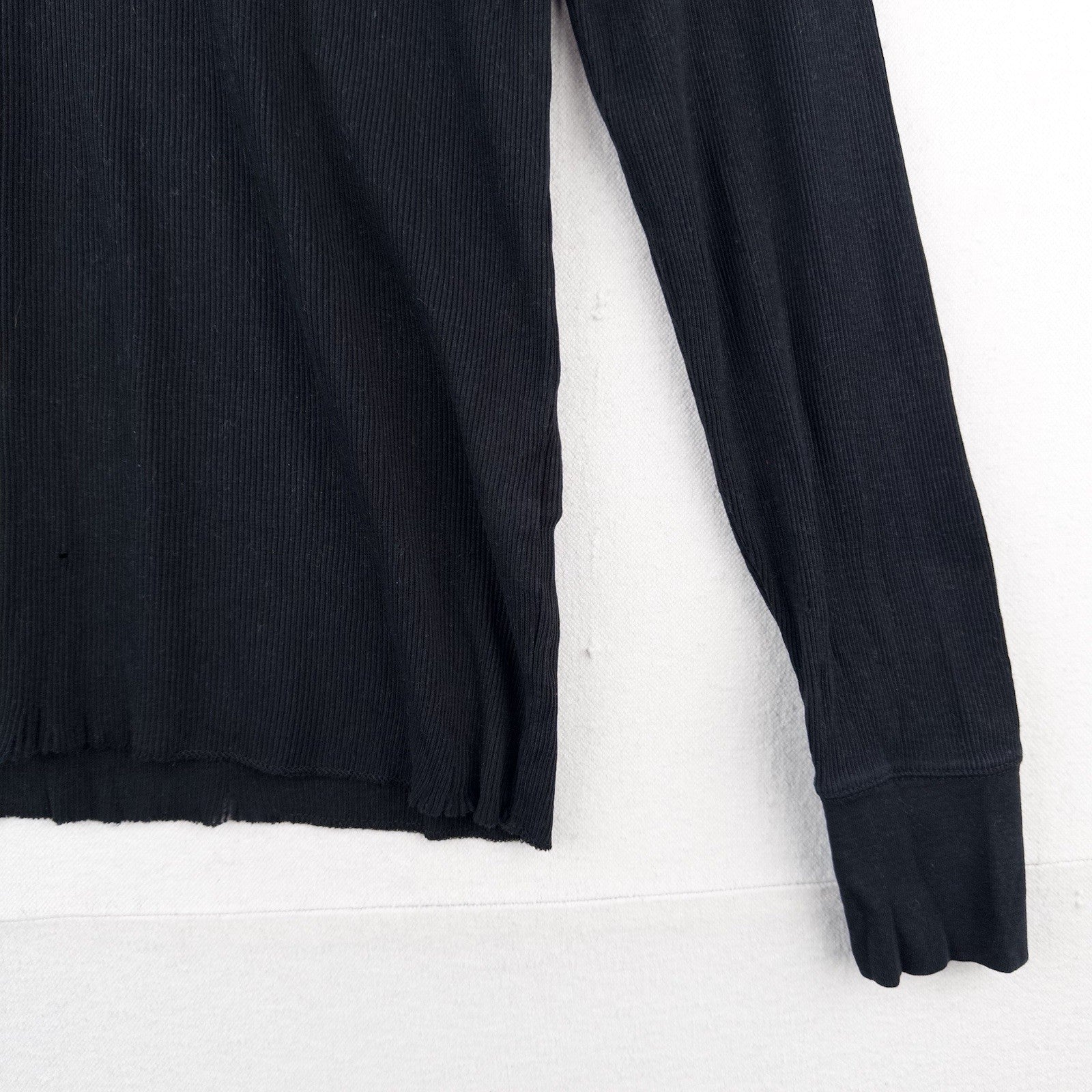 Polo Ralph Lauren Black Ribbed Lightweight Henley Shirt Men’s L *Distressed